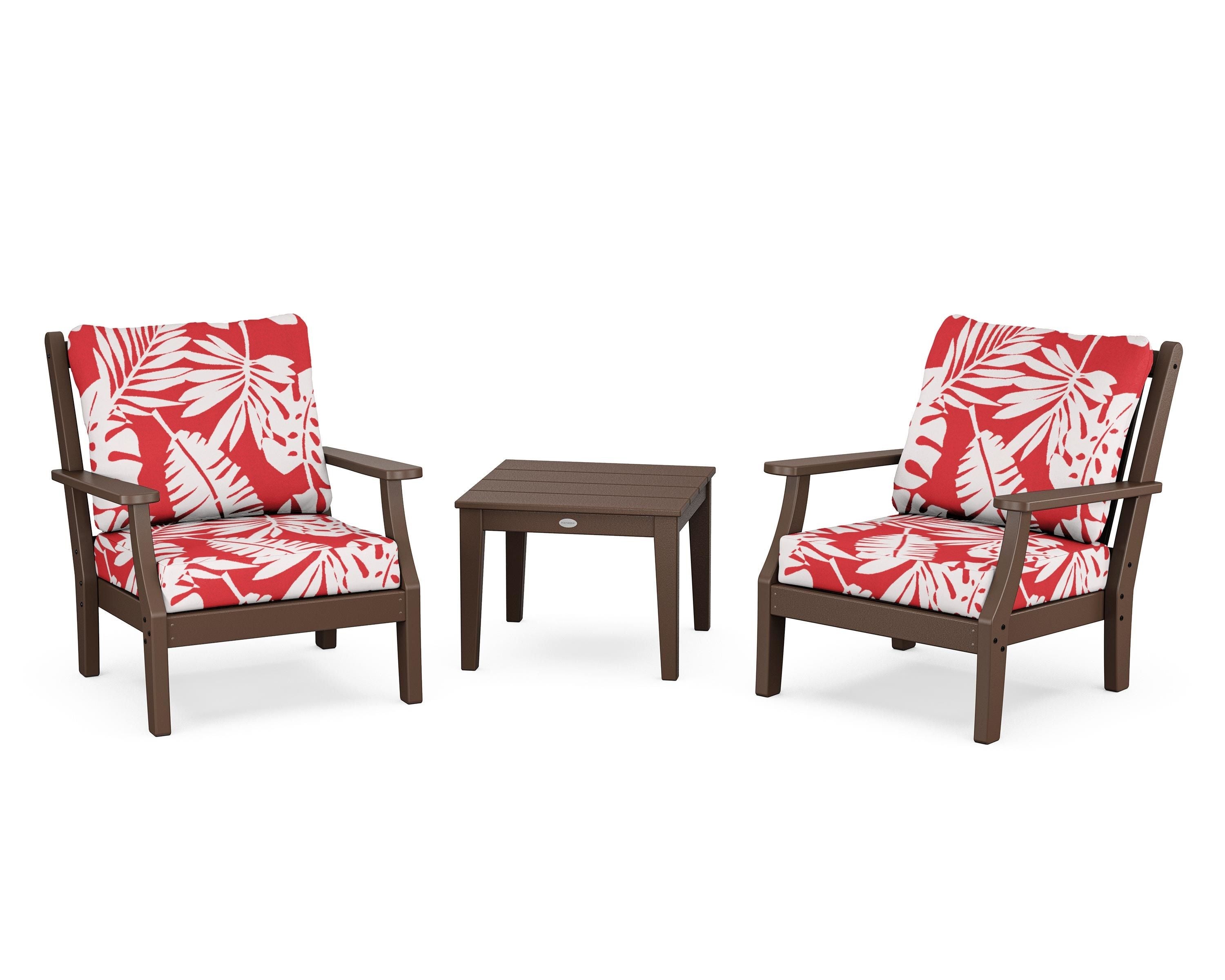 Country Living Wovendale 3-Piece Deep Seating Set in Mahogany / Leaf Crimson