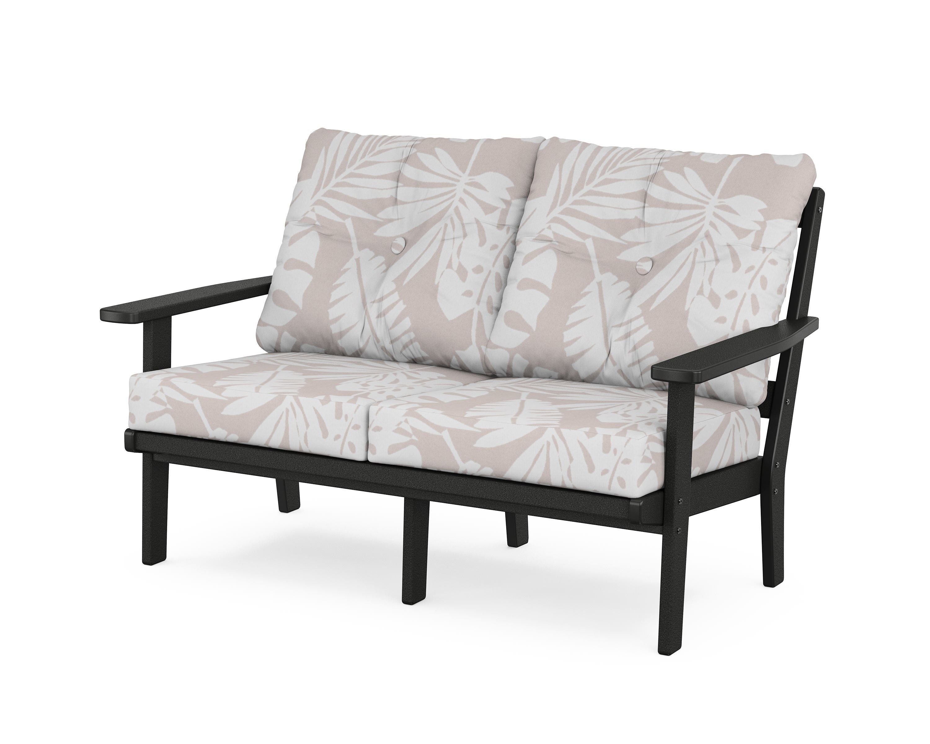 POLYWOOD® Oxford Deep Seating Loveseat in Black / Leaf Dune Burlap