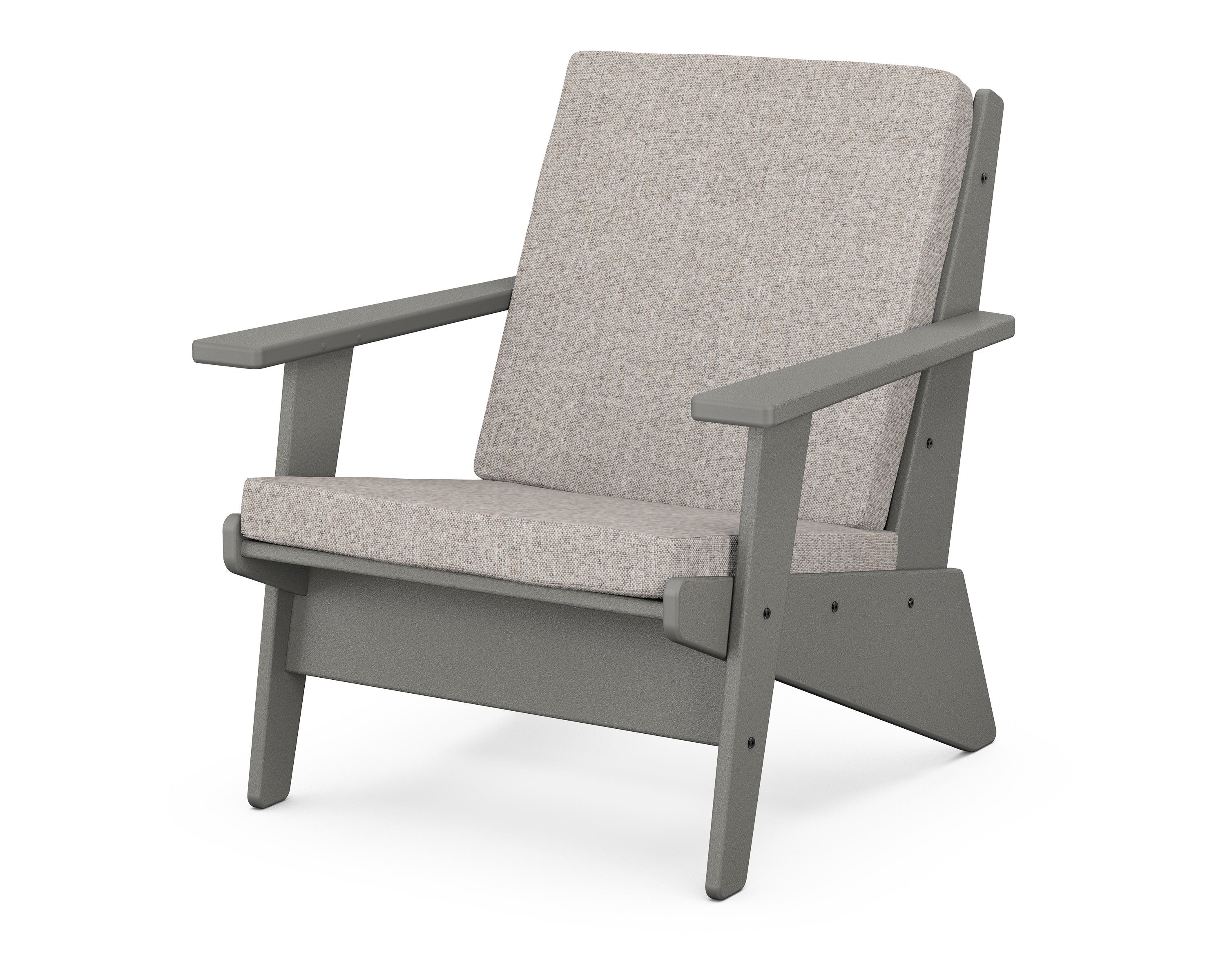 POLYWOOD® Riviera Modern Lounge Chair in Slate Grey / Weathered Tweed
