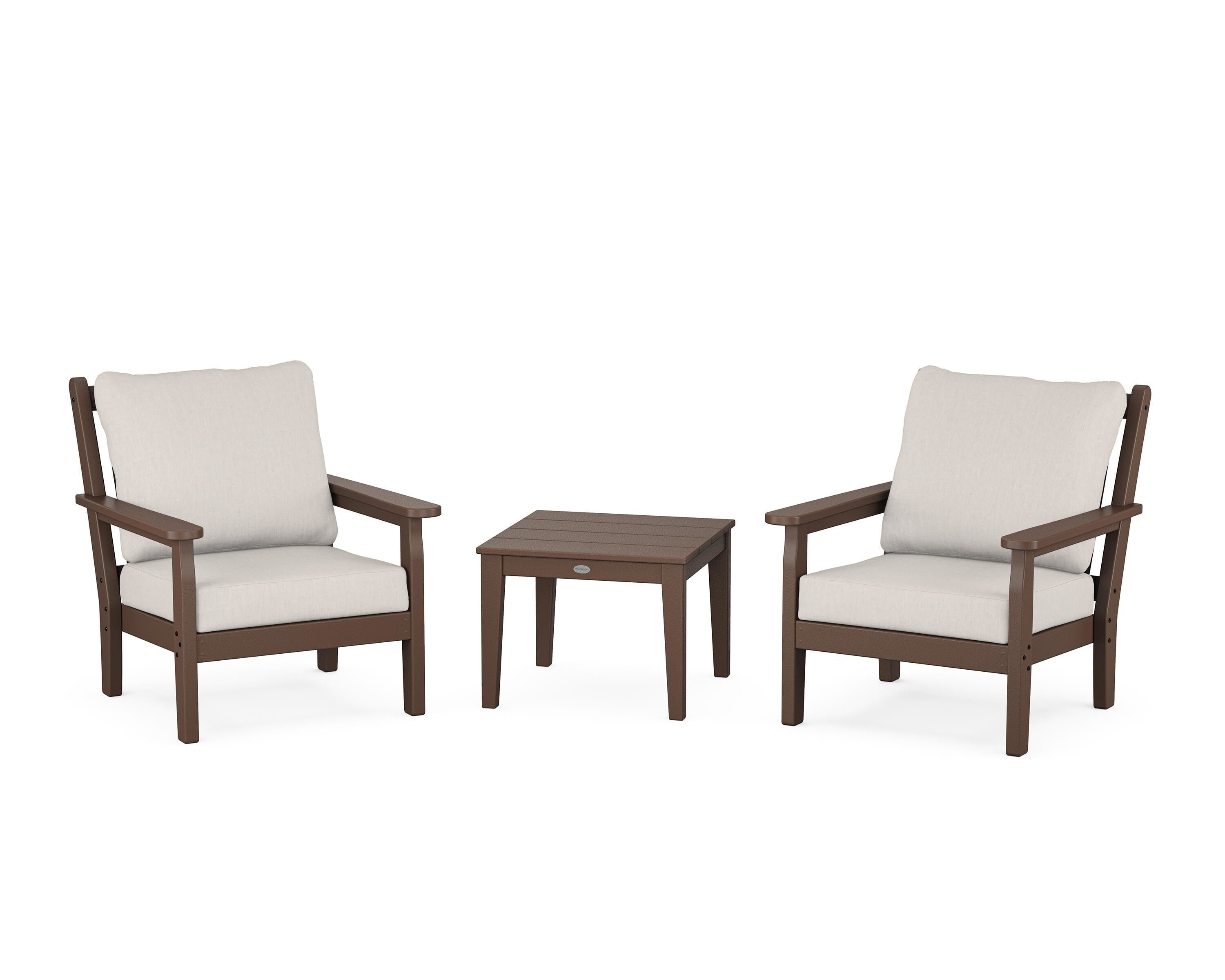 POLYWOOD® Chippendale 3-Piece Deep Seating Set in Mahogany / Cast Ash
