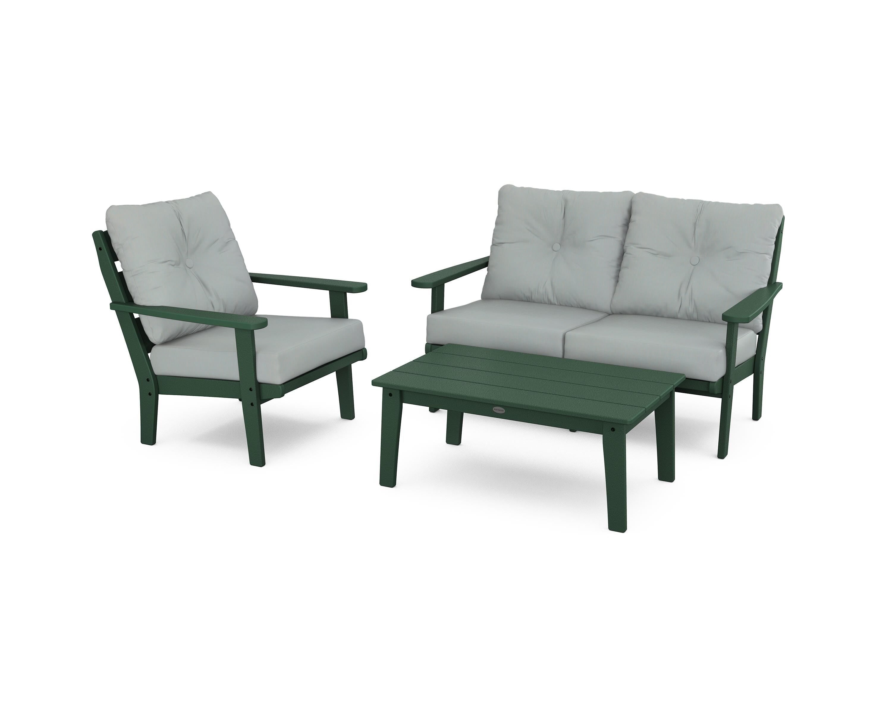 POLYWOOD® Lakeside 3-Piece Deep Seating Set in Green / Spa