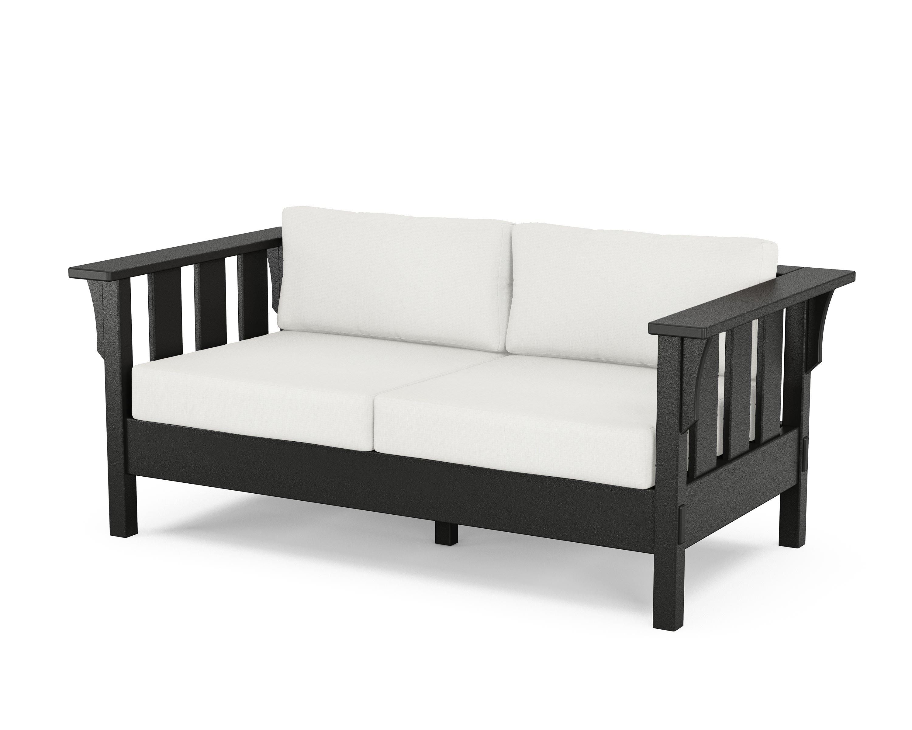 Martha Stewart by POLYWOOD® Acadia Deep Seating Loveseat in Black / Natural Linen