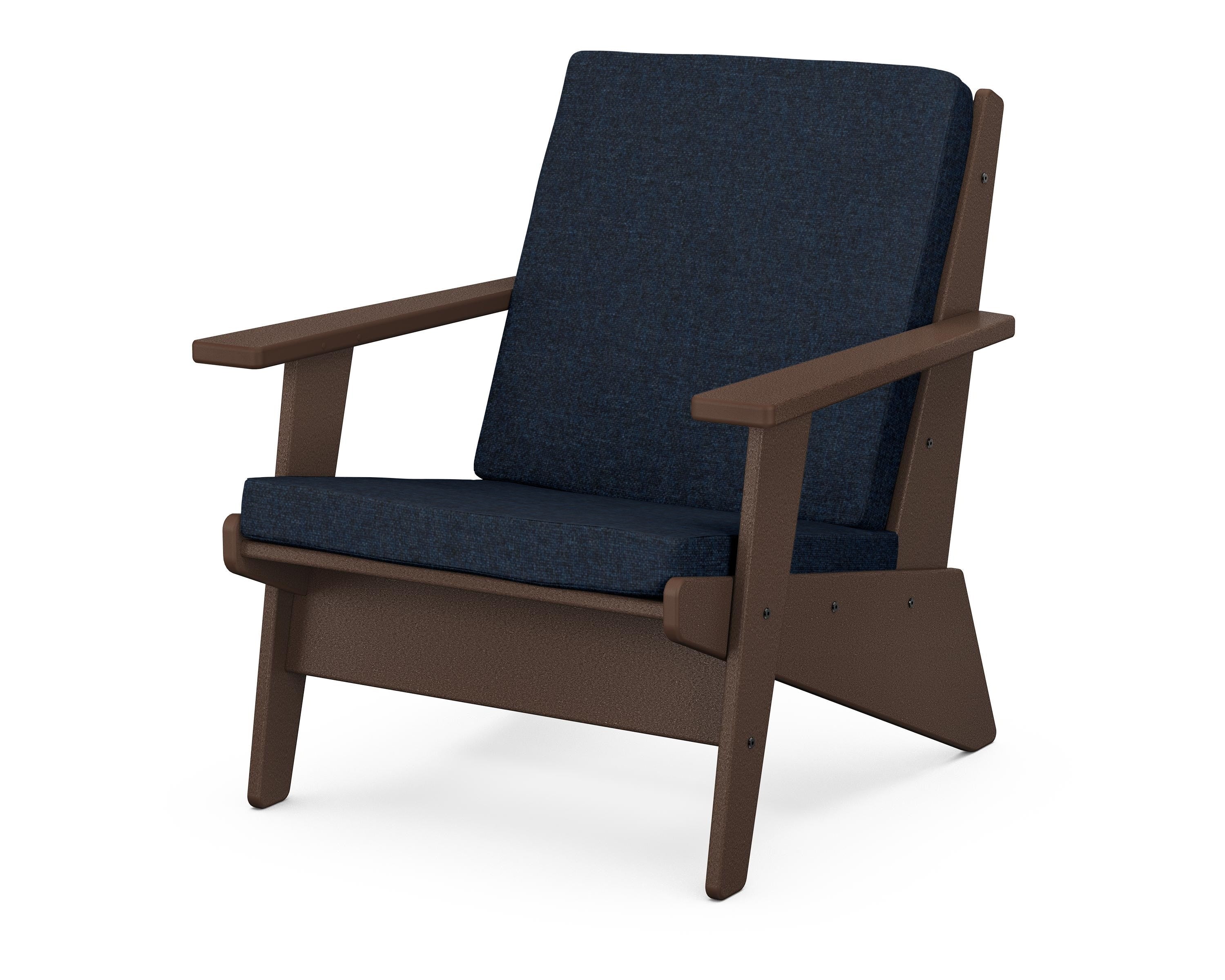 POLYWOOD® Riviera Modern Lounge Chair in Mahogany / Marine Indigo