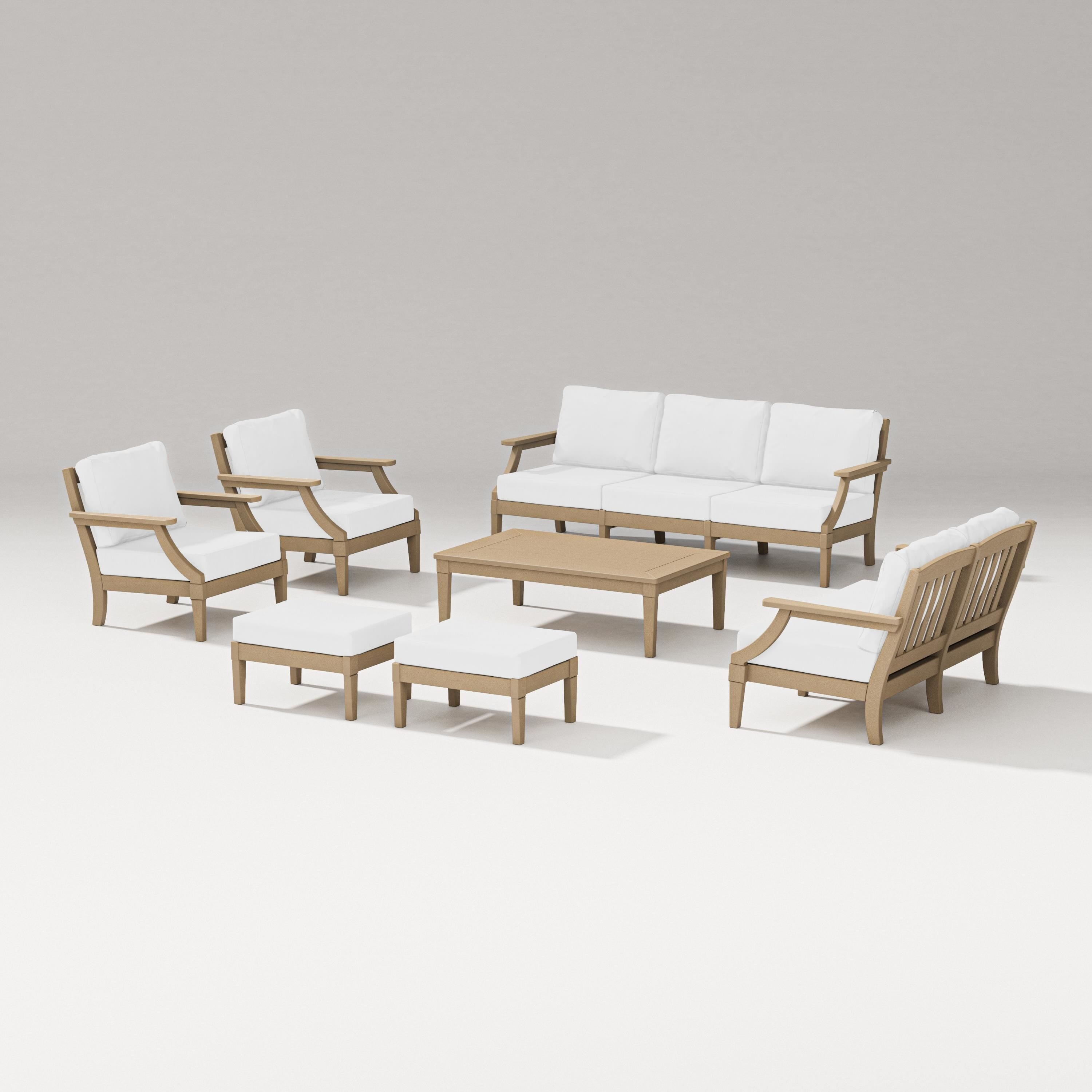 PW Designer Series Estate 7-Piece Lounge Sofa Set in Vintage Sahara / Natural
