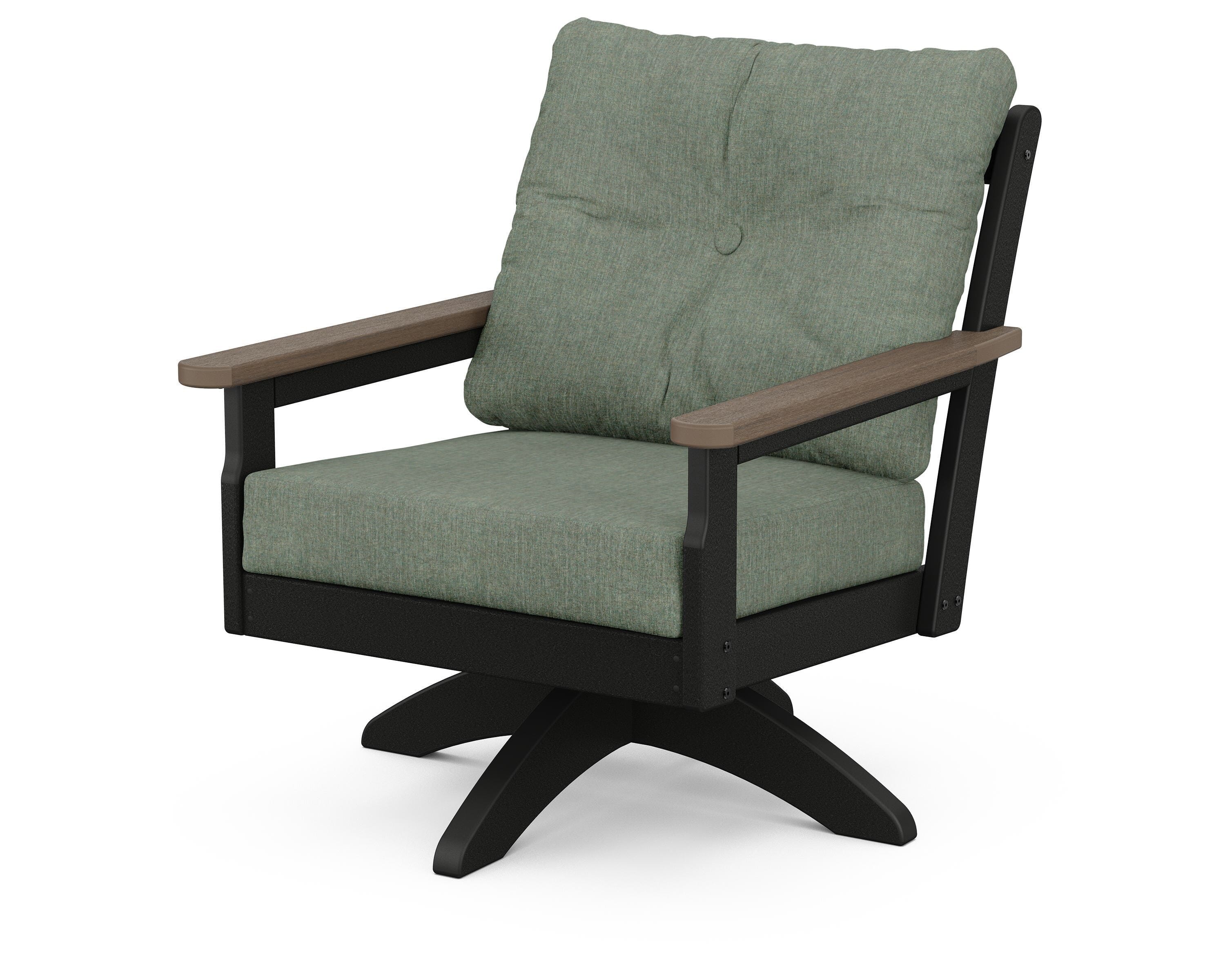 POLYWOOD® Vineyard Deep Seating Swivel Chair in Black / Kona / Cast Sage