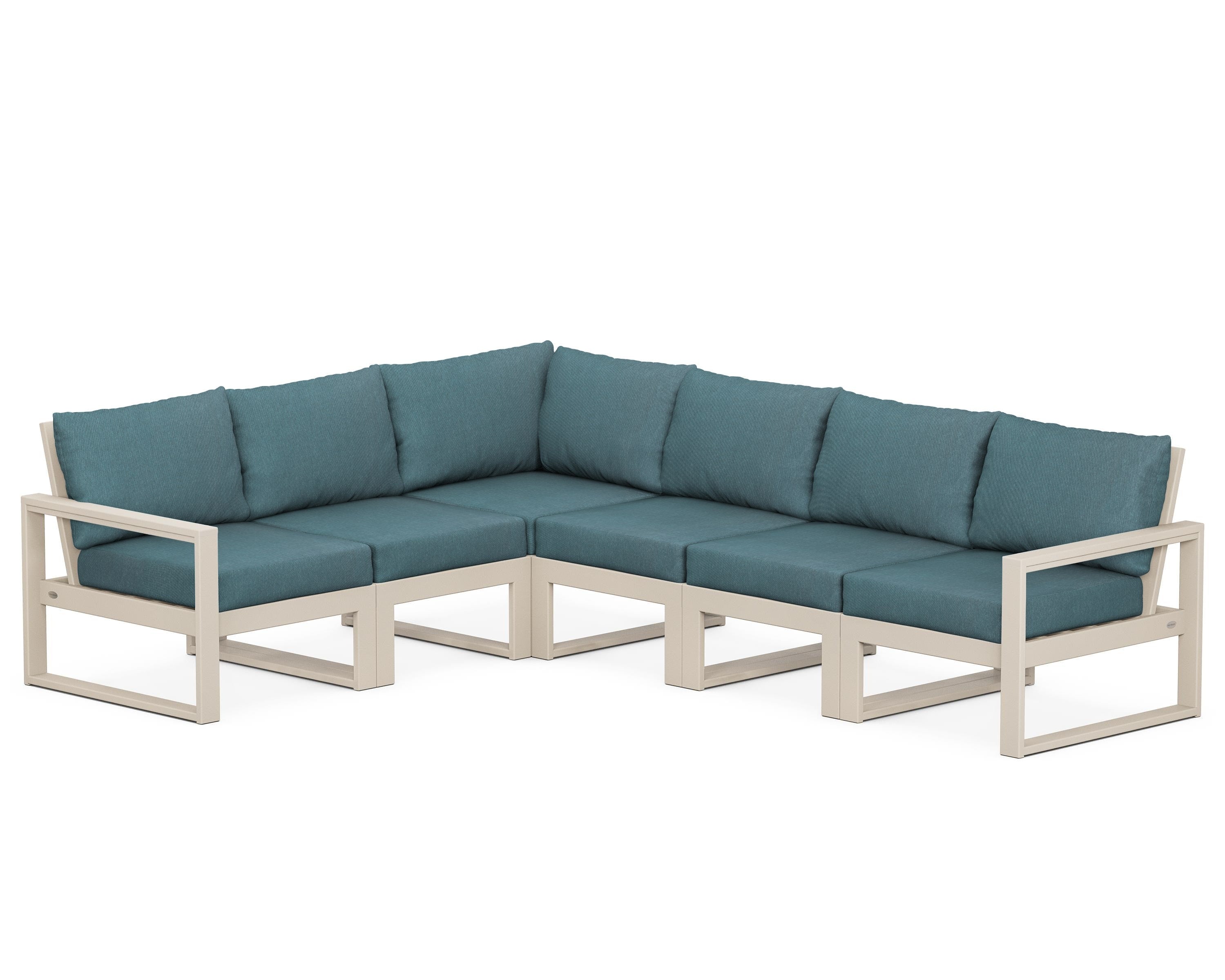 POLYWOOD® EDGE 6-Piece Modular Deep Seating Set in Sand / Ocean Teal