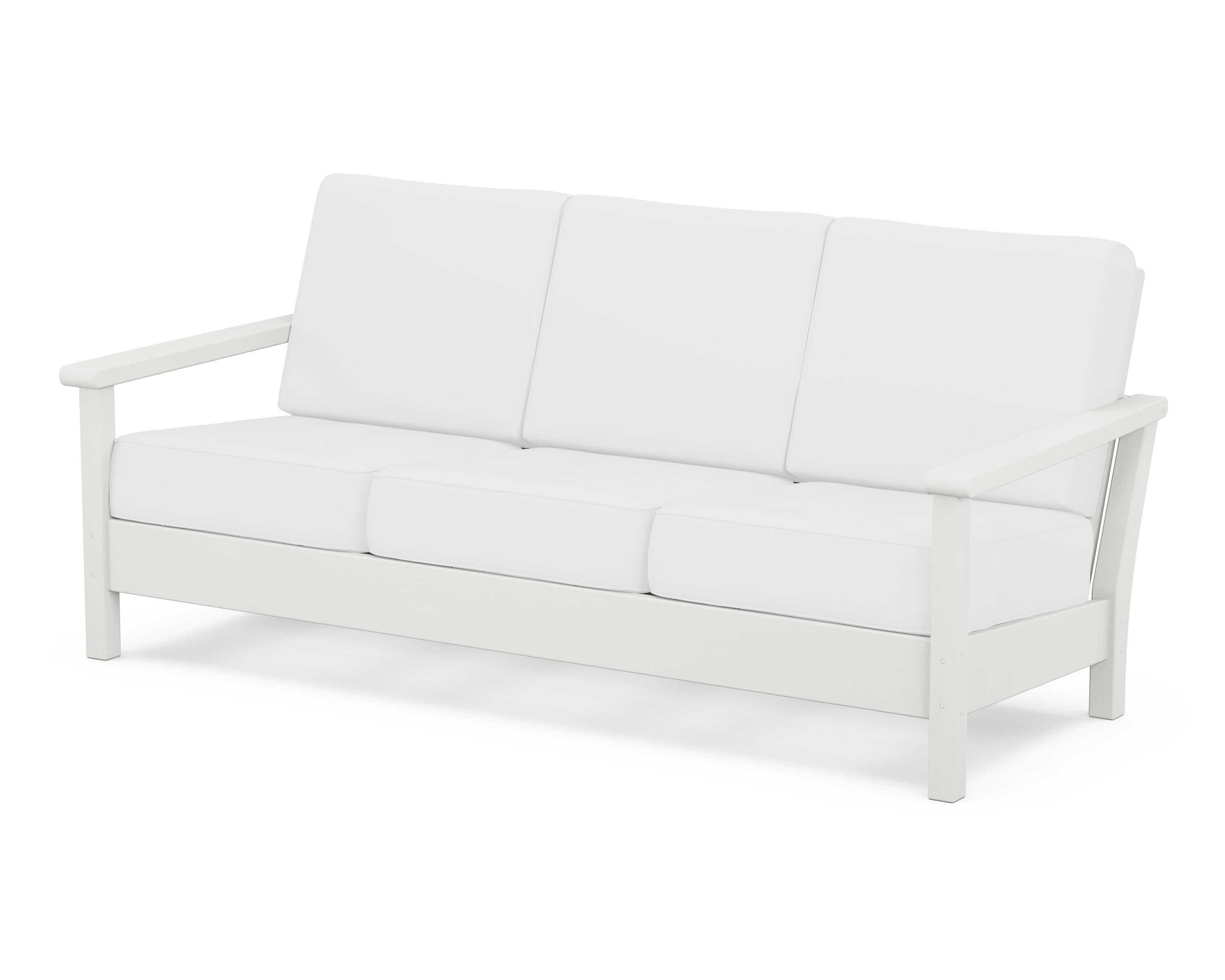 POLYWOOD® Harbour Deep Seating Sofa in Vintage White / Natural