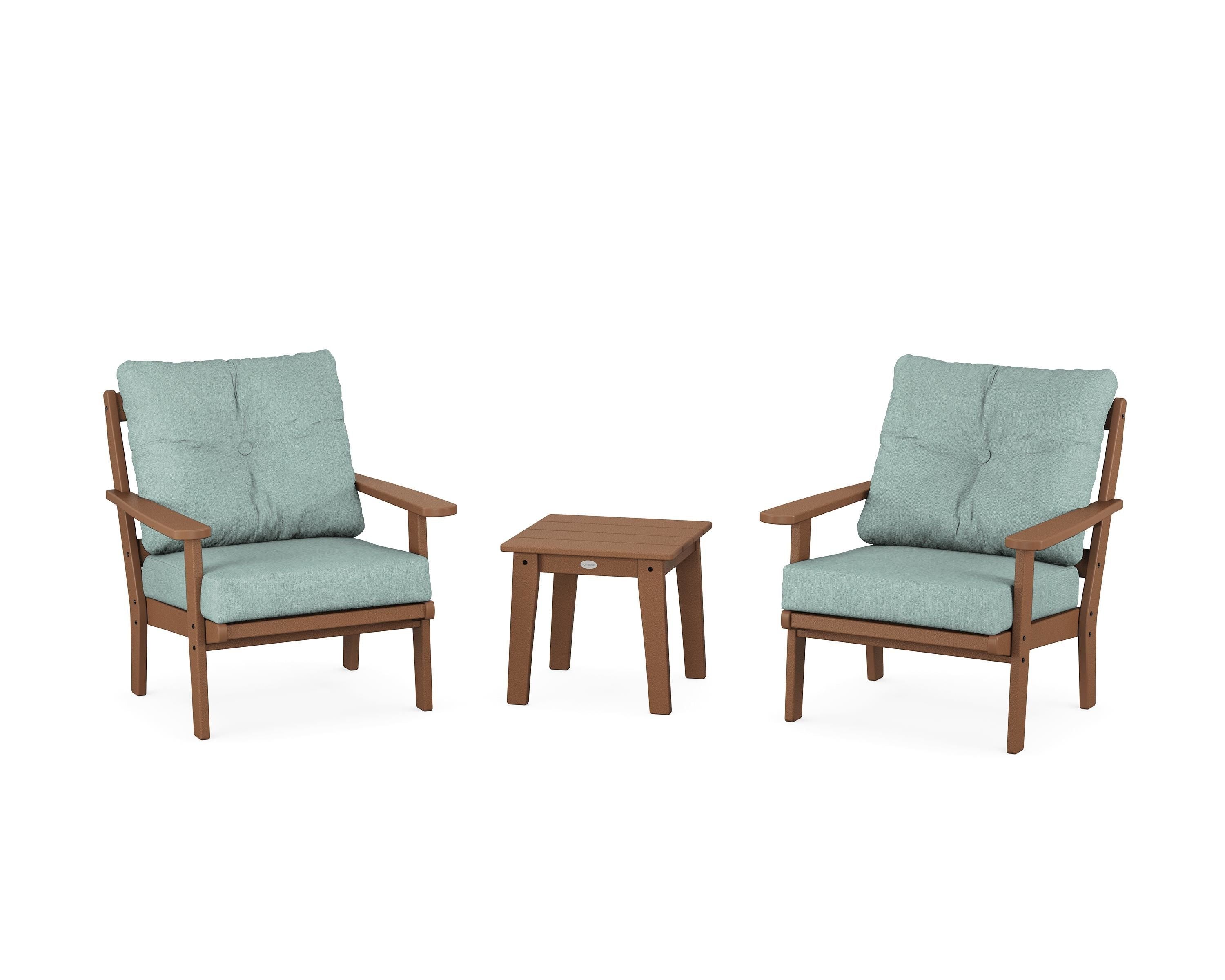 POLYWOOD® Mission 3-Piece Deep Seating Set in Teak / Glacier Spa