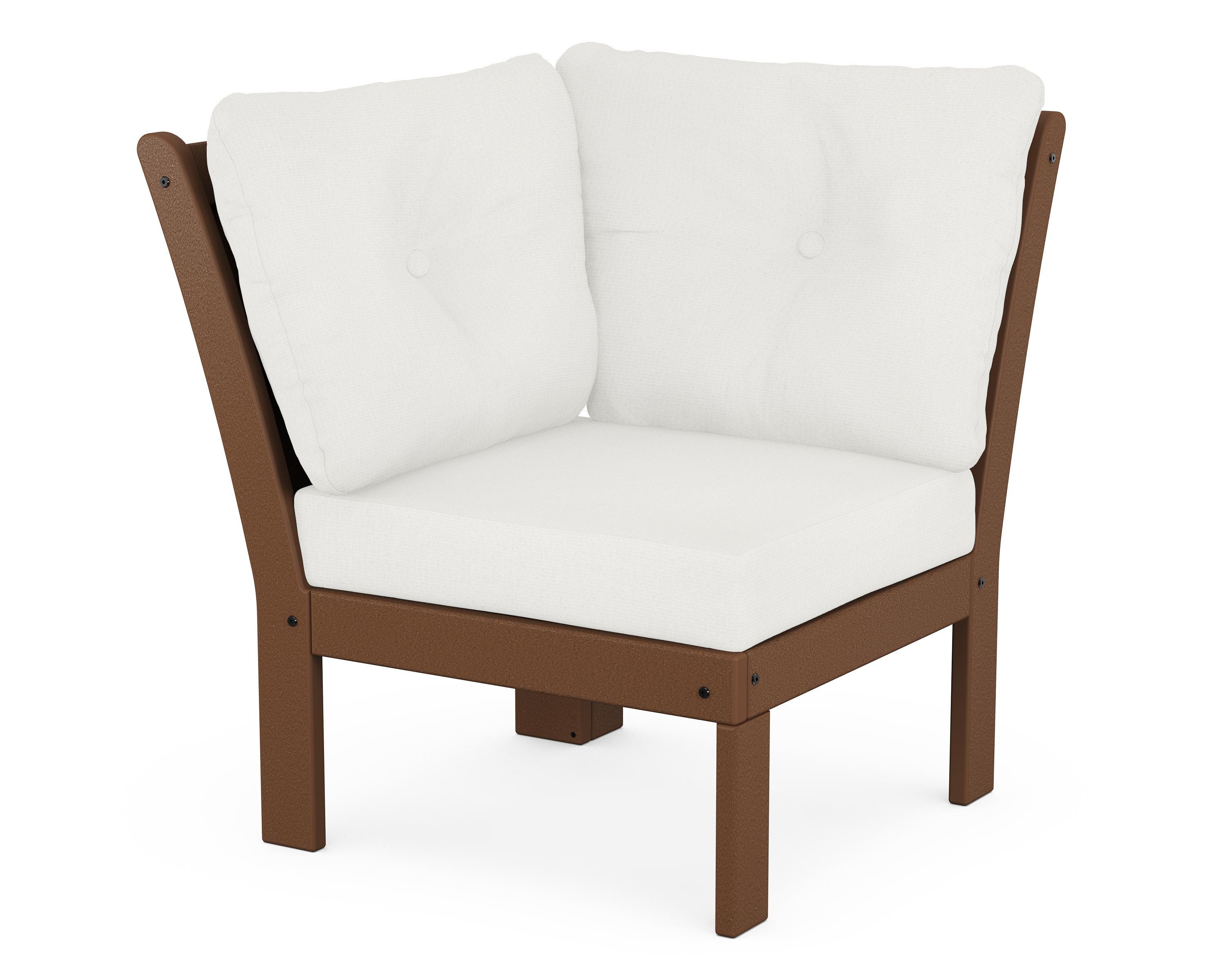 POLYWOOD® Vineyard Modular Corner Chair in Teak / Natural Linen