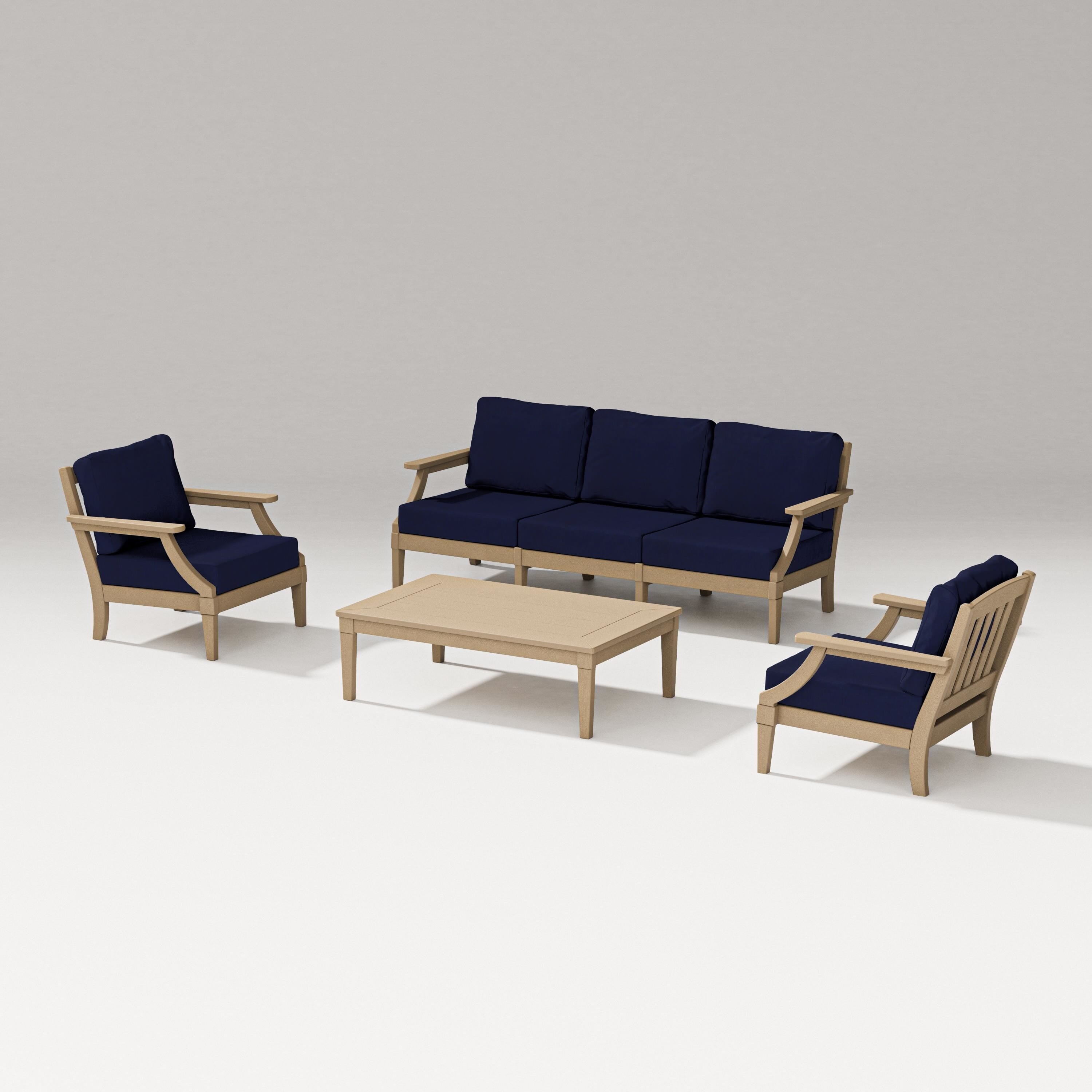PW Designer Series Estate 4-Piece Lounge Sofa Set in Vintage Sahara / Navy