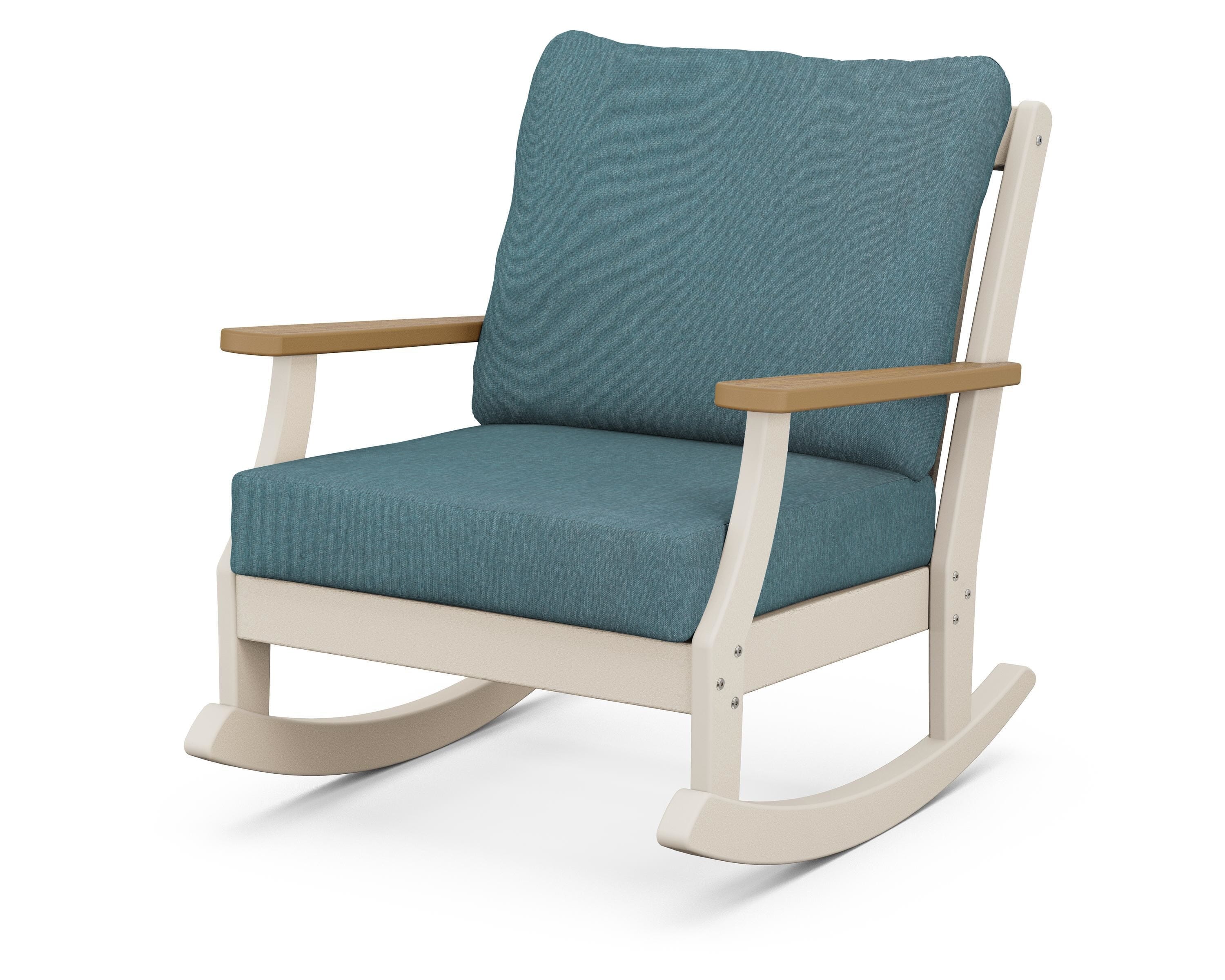 POLYWOOD® Braxton Deep Seating Rocking Chair in Sand / Natural / Ocean Teal