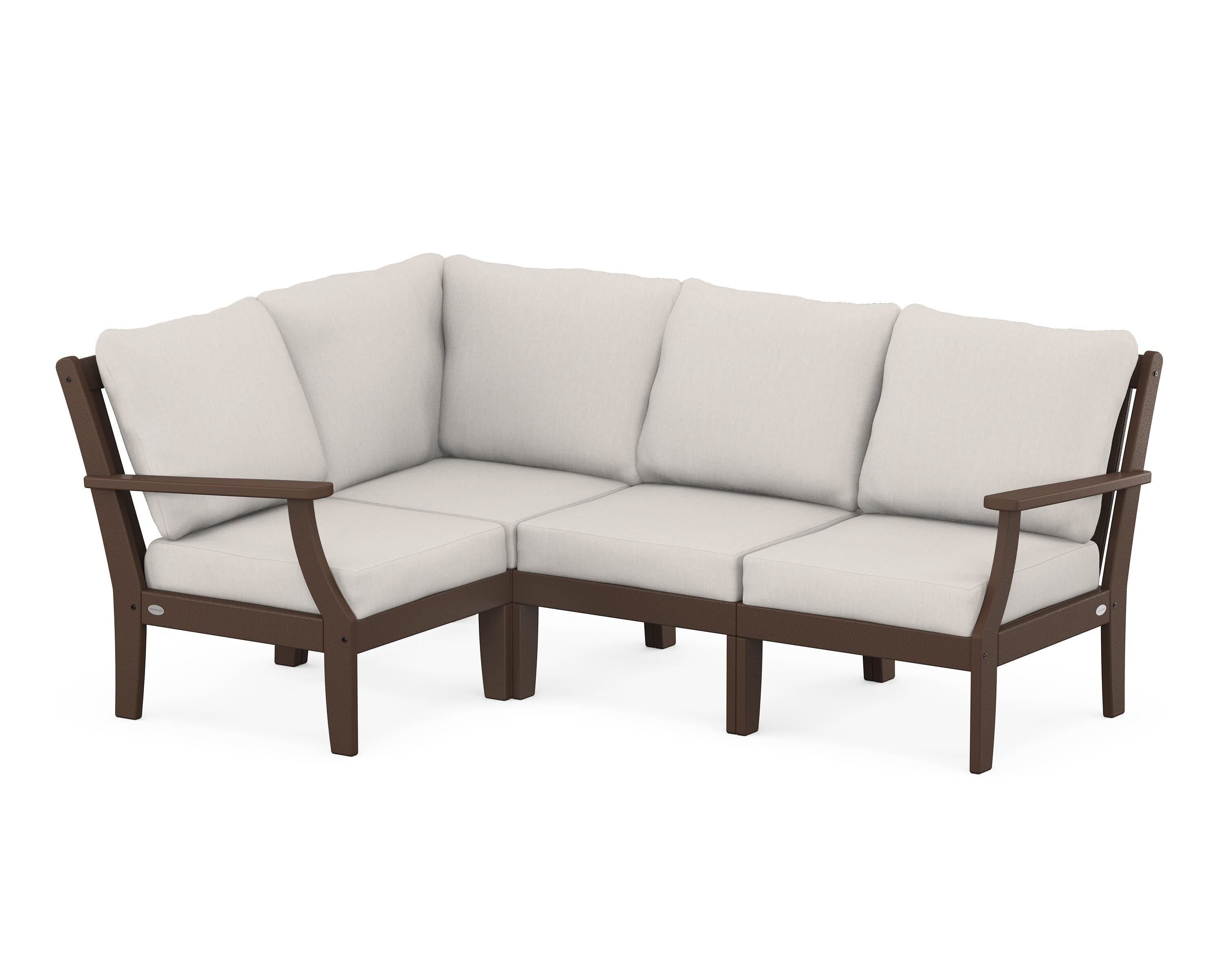 POLYWOOD® Braxton Modular 4-Piece Deep Seating Set in Mahogany / Cast Ash