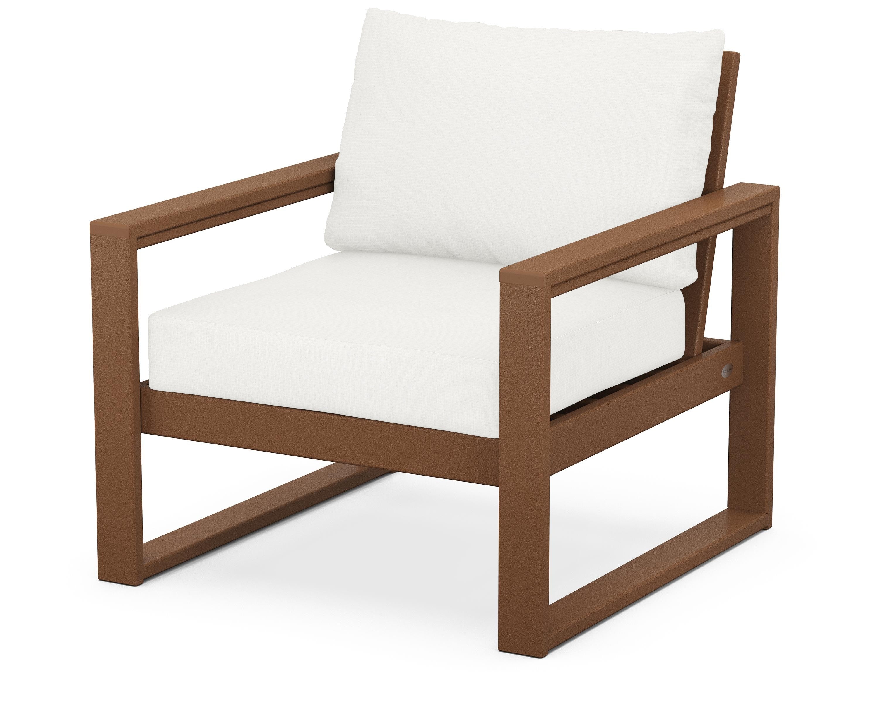 POLYWOOD® EDGE Club Chair in Teak / Natural Linen