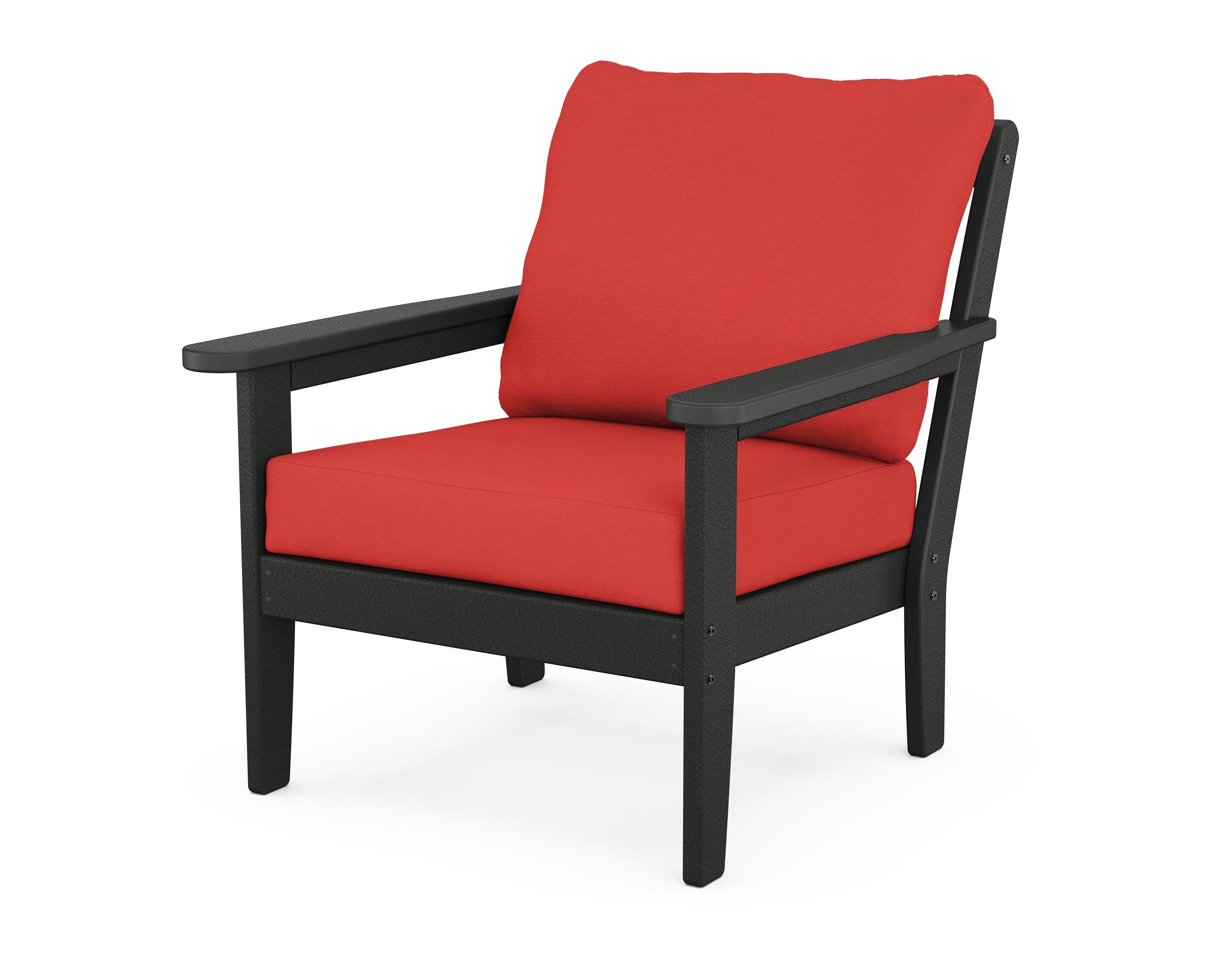Country Living Cottage Deep Seating Chair in Black / Crimson Linen