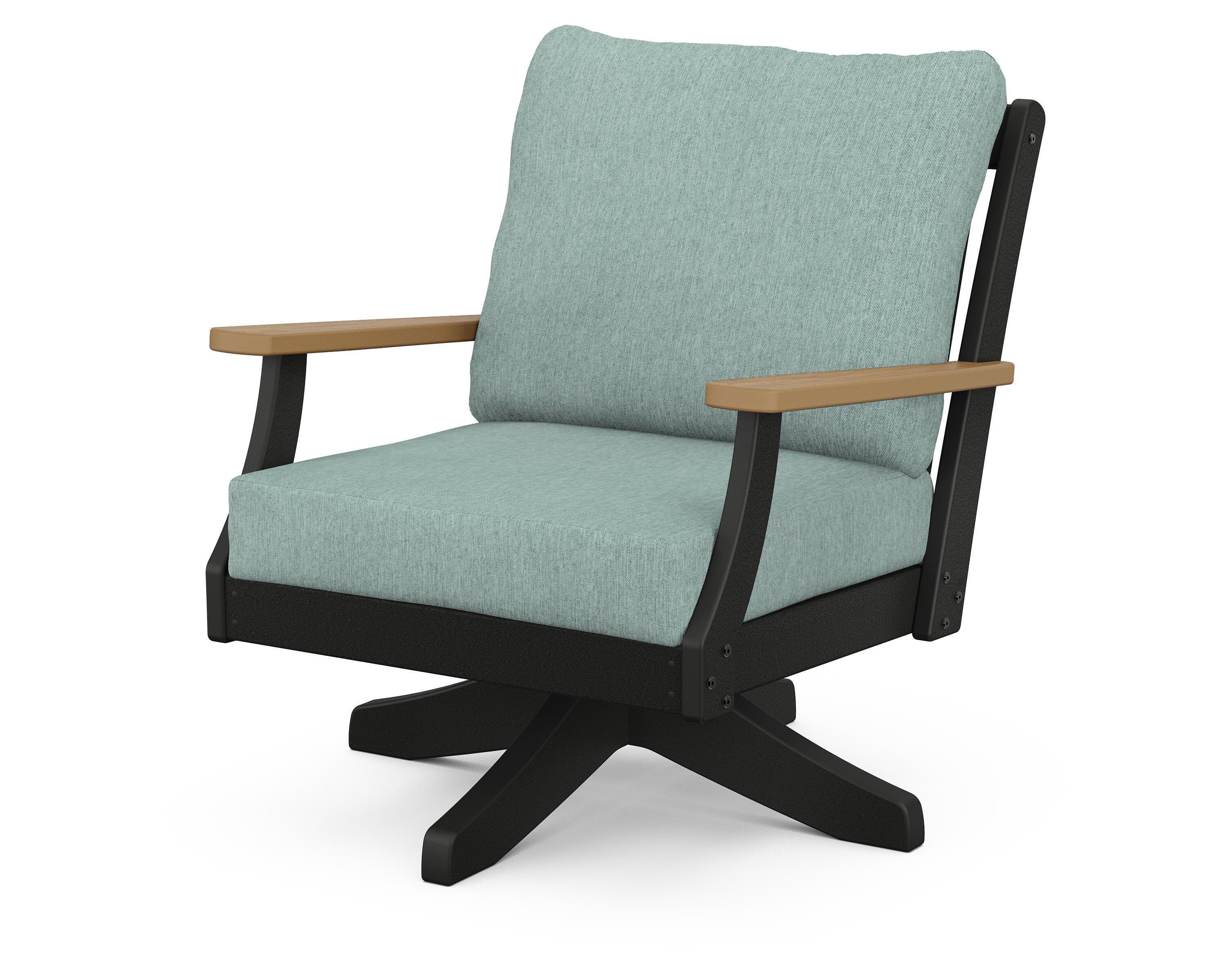 POLYWOOD® Braxton Deep Seating Swivel Chair in Black / Natural / Glacier Spa
