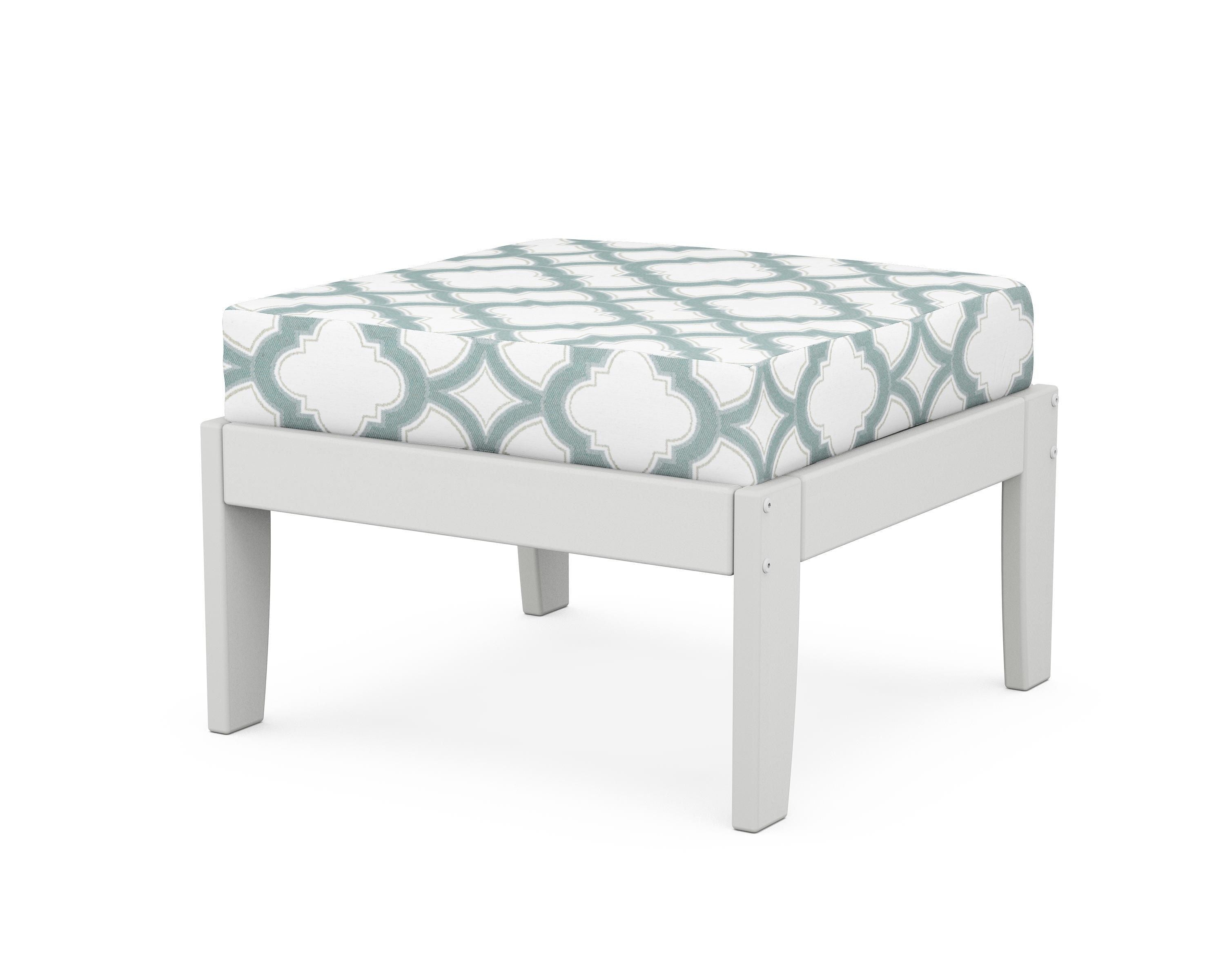 Unbranded Modular Ottoman - Classic in White / Trellis Glacier Spa