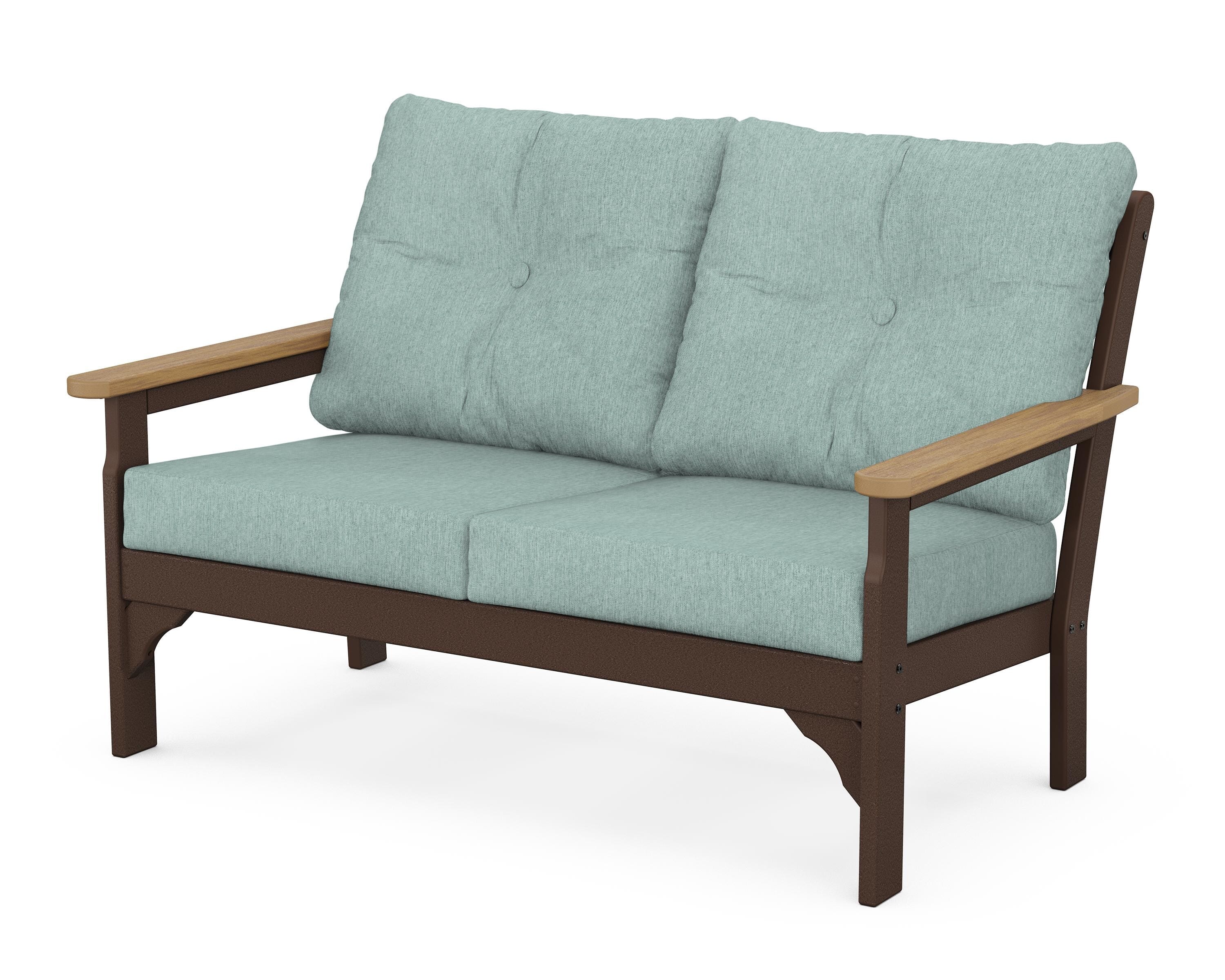 POLYWOOD® Vineyard Deep Seating Loveseat in Mahogany / Natural / Glacier Spa