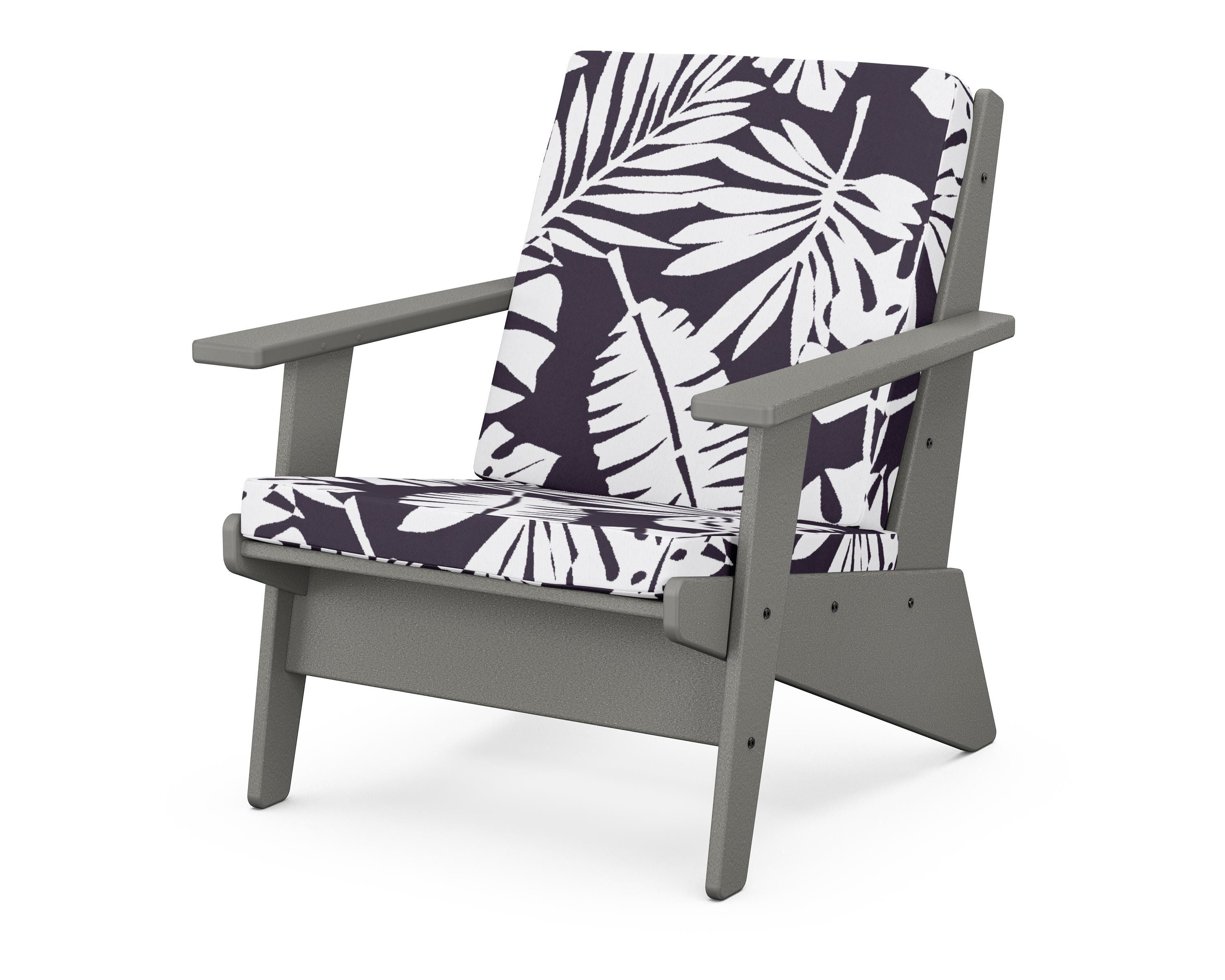 POLYWOOD® Riviera Modern Lounge Chair in Slate Grey / Leaf Navy