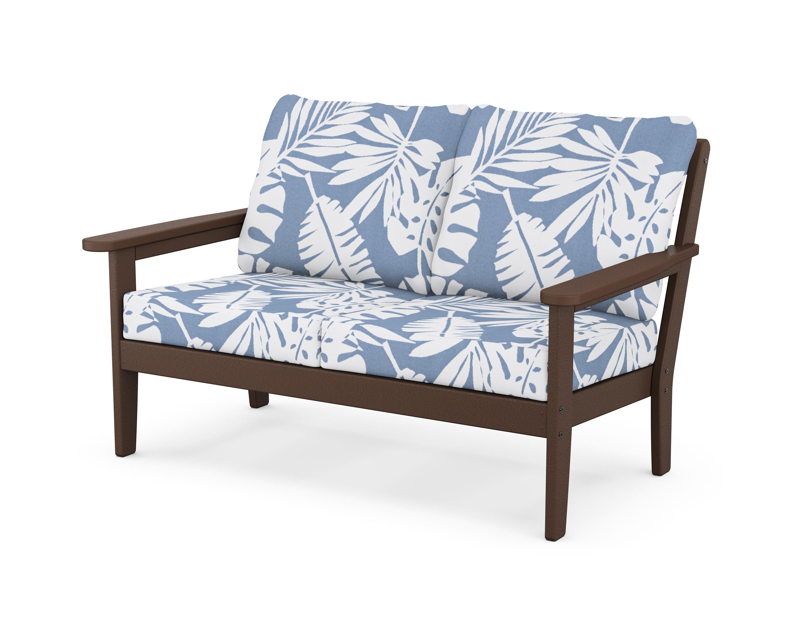 Country Living Cottage Deep Seating Loveseat in Mahogany / Leaf Sky Blue