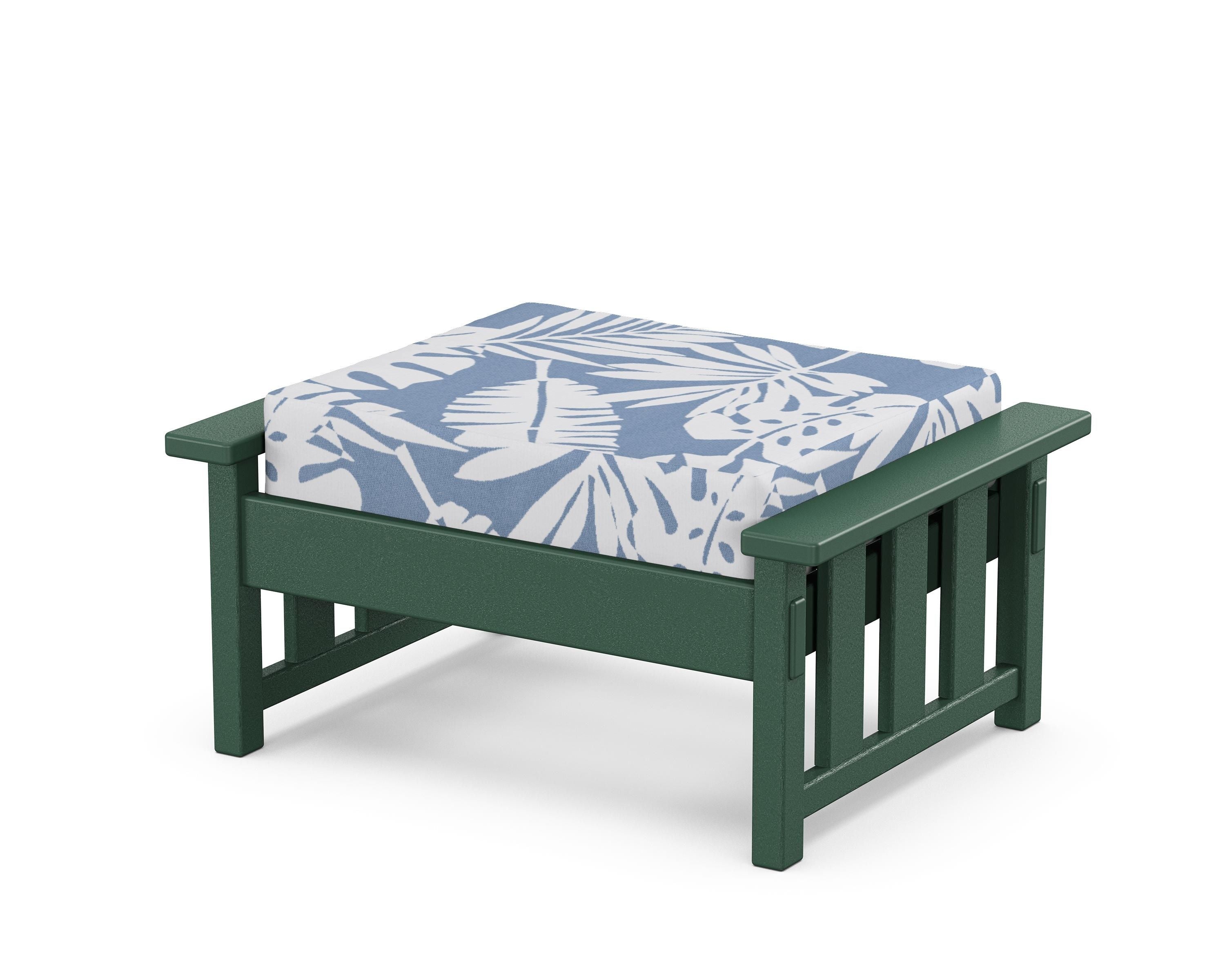 Martha Stewart by POLYWOOD® Acadia Deep Seating Ottoman in Green / Leaf Sky Blue