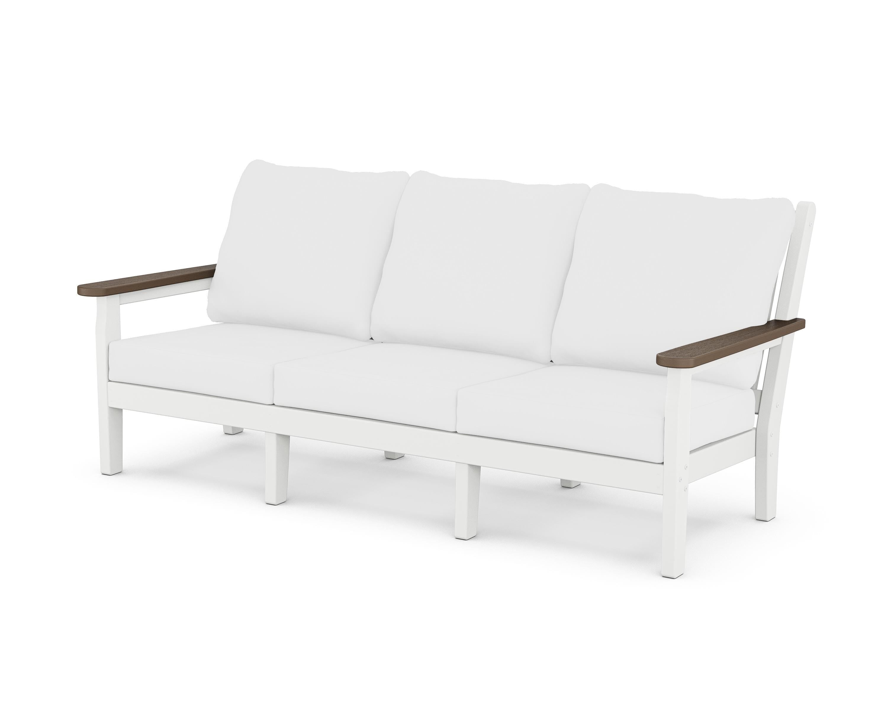 POLYWOOD® Chippendale Deep Seating Sofa in White / Kona / Natural