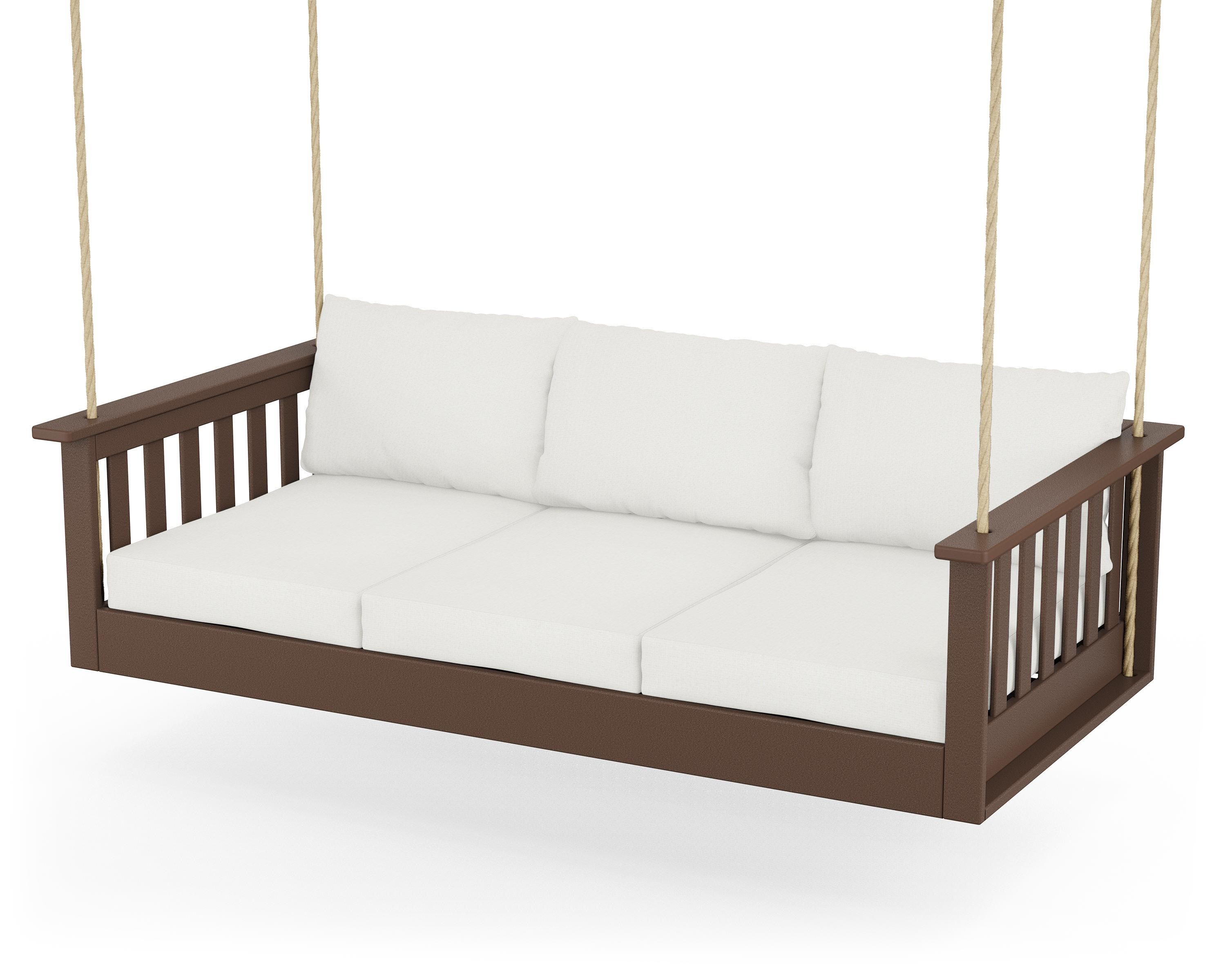 POLYWOOD® Vineyard Daybed Swing in Mahogany / Natural Linen