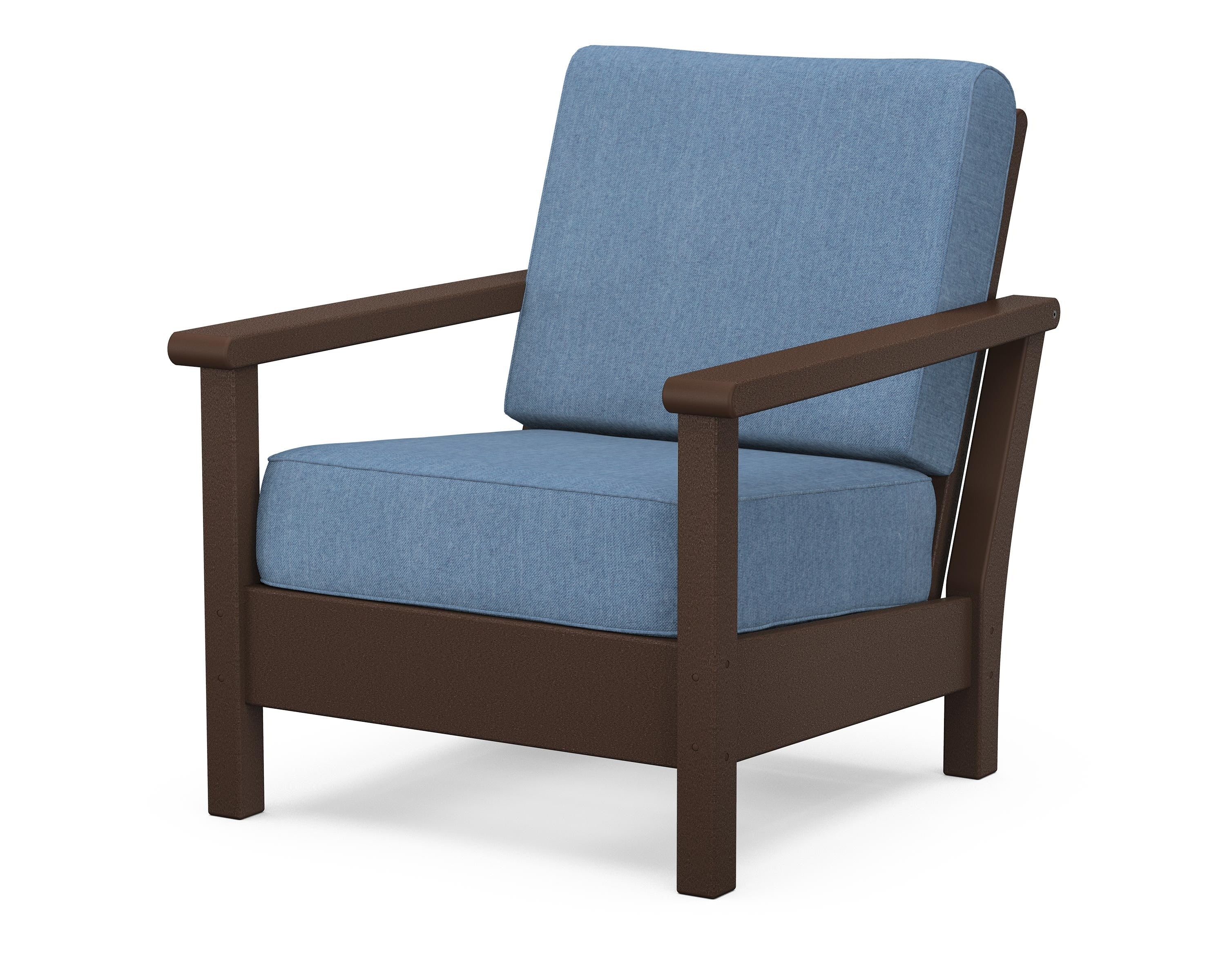 POLYWOOD® Harbour Deep Seating Chair in Mahogany / Sky Blue