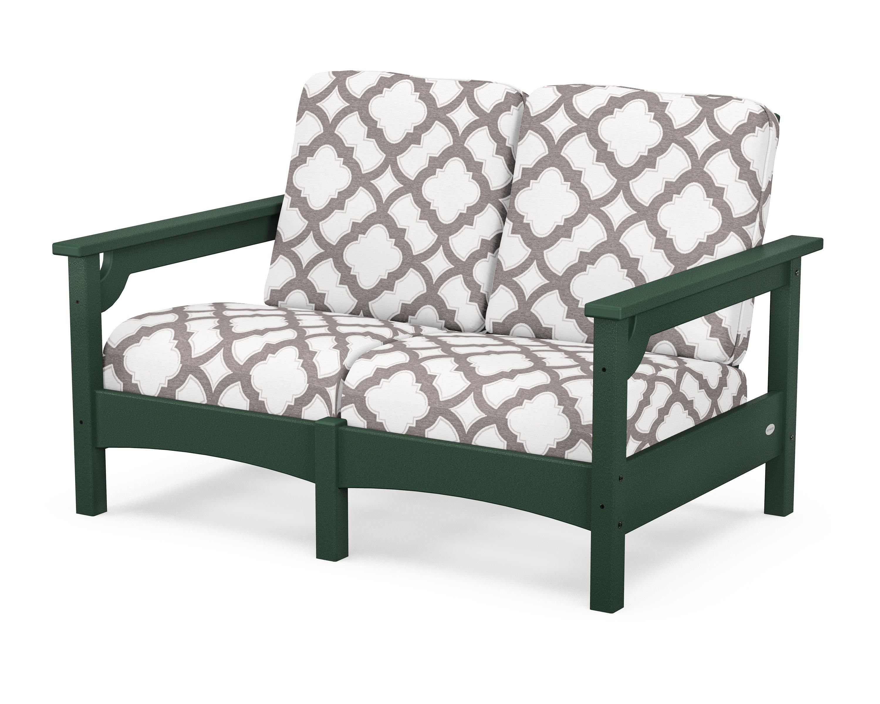 POLYWOOD® Club Loveseat in Green / Trellis Grey Mist