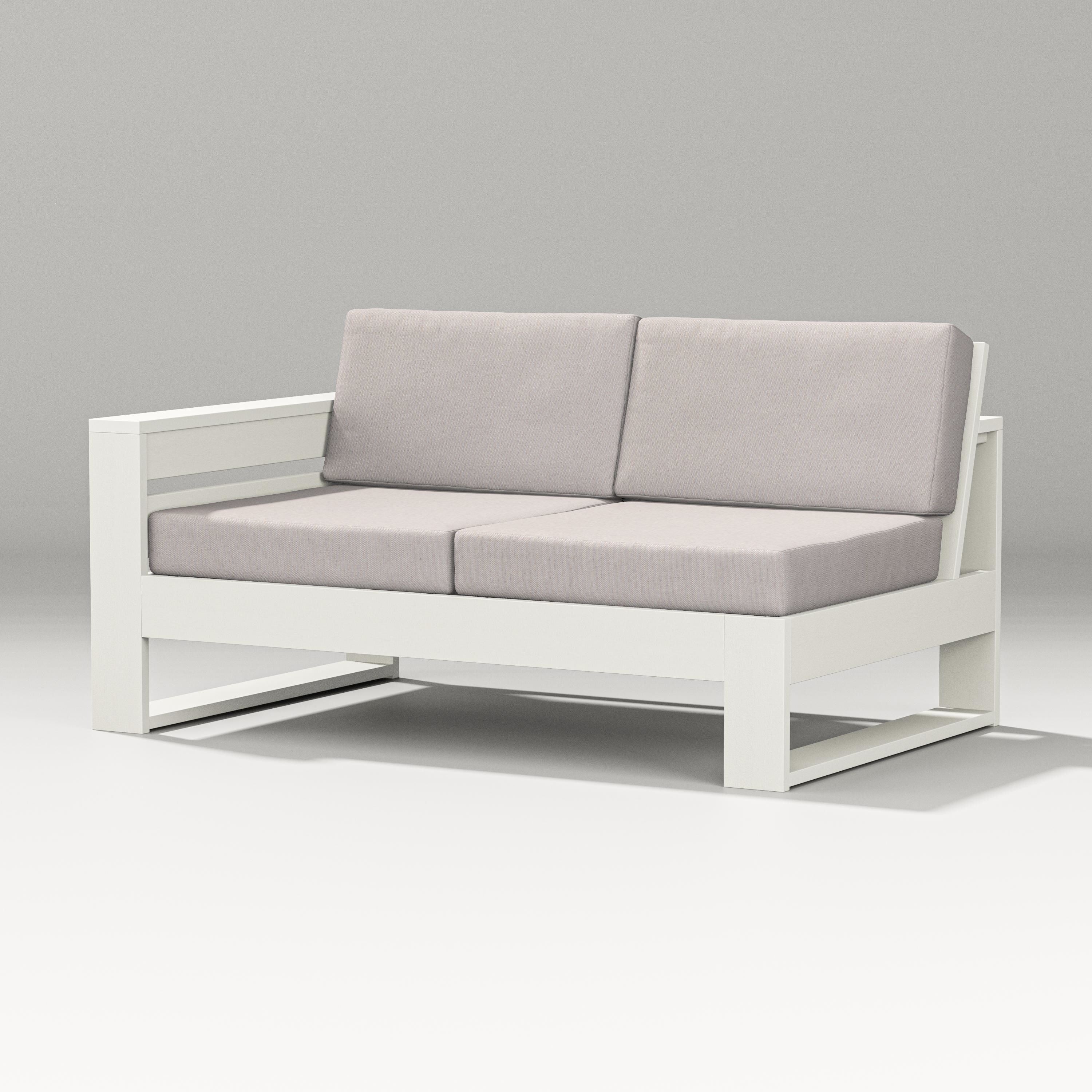 PW Designer Series Latitude Modular Left Arm Loveseat in Vintage White / Dune Burlap