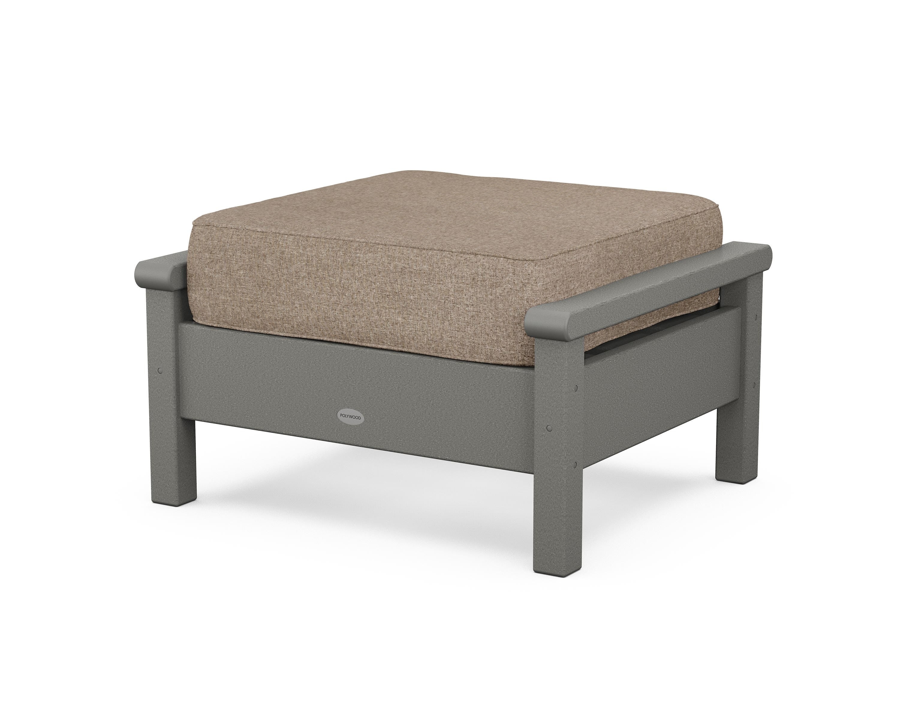POLYWOOD® Harbour Deep Seating Ottoman in Slate Grey / Spiced Burlap