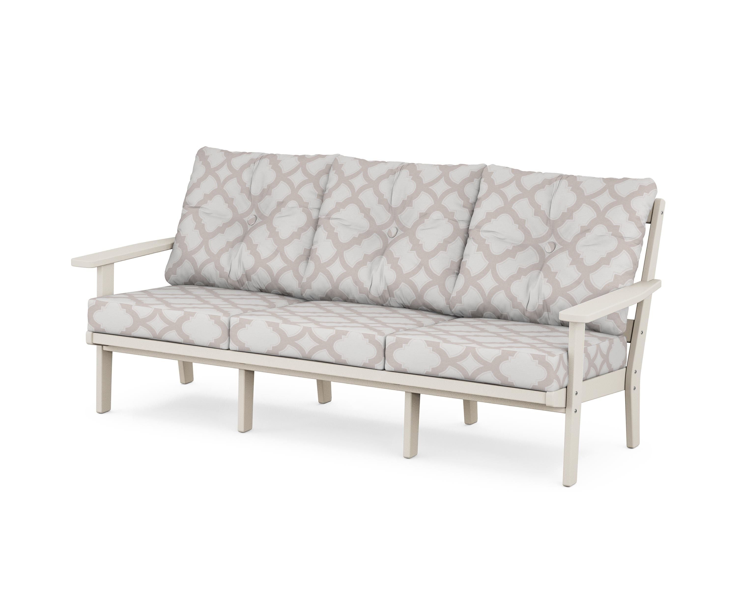 POLYWOOD® Oxford Deep Seating Sofa in Sand / Trellis Dune Burlap