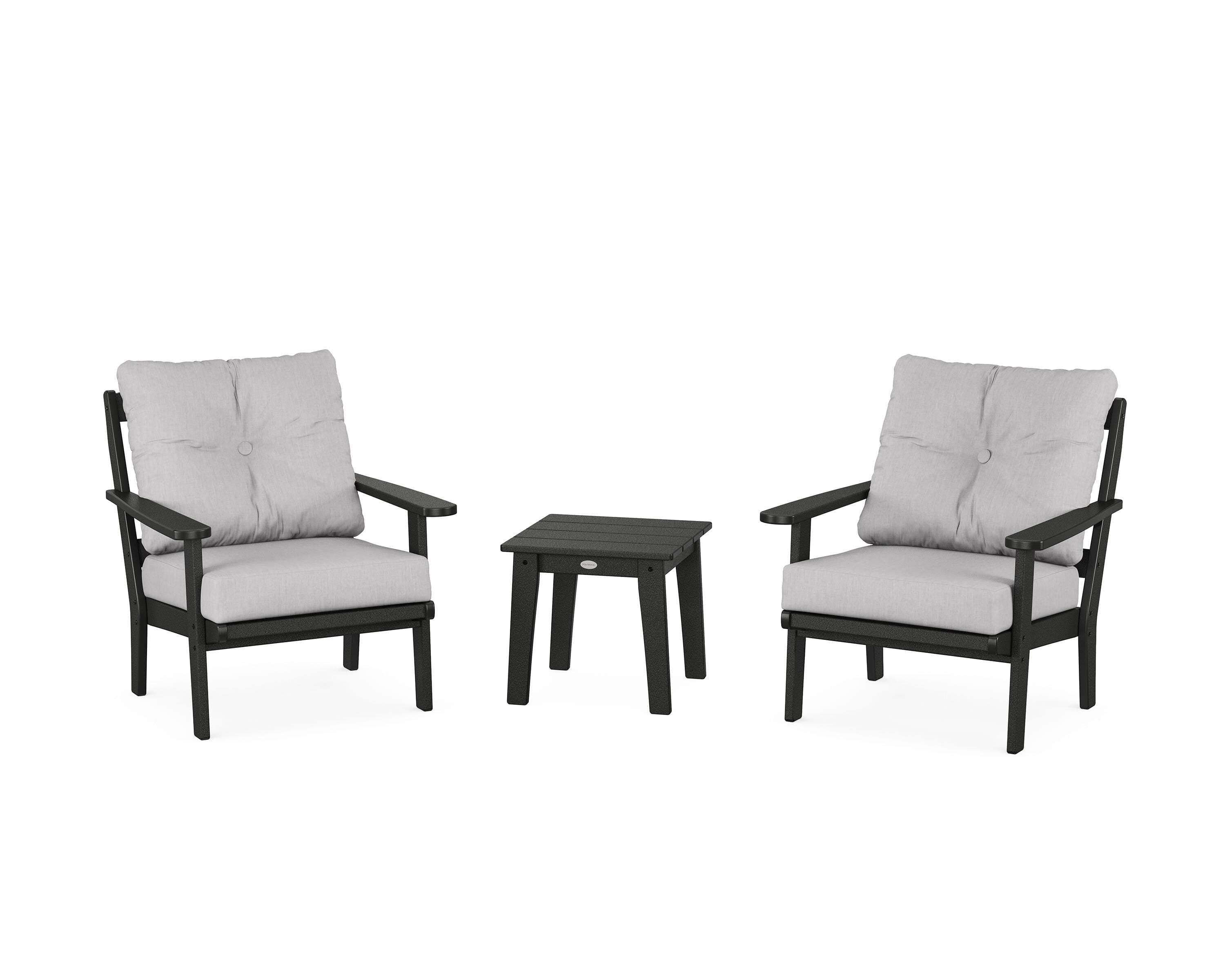 POLYWOOD® Mission 3-Piece Deep Seating Set in Black / Granite