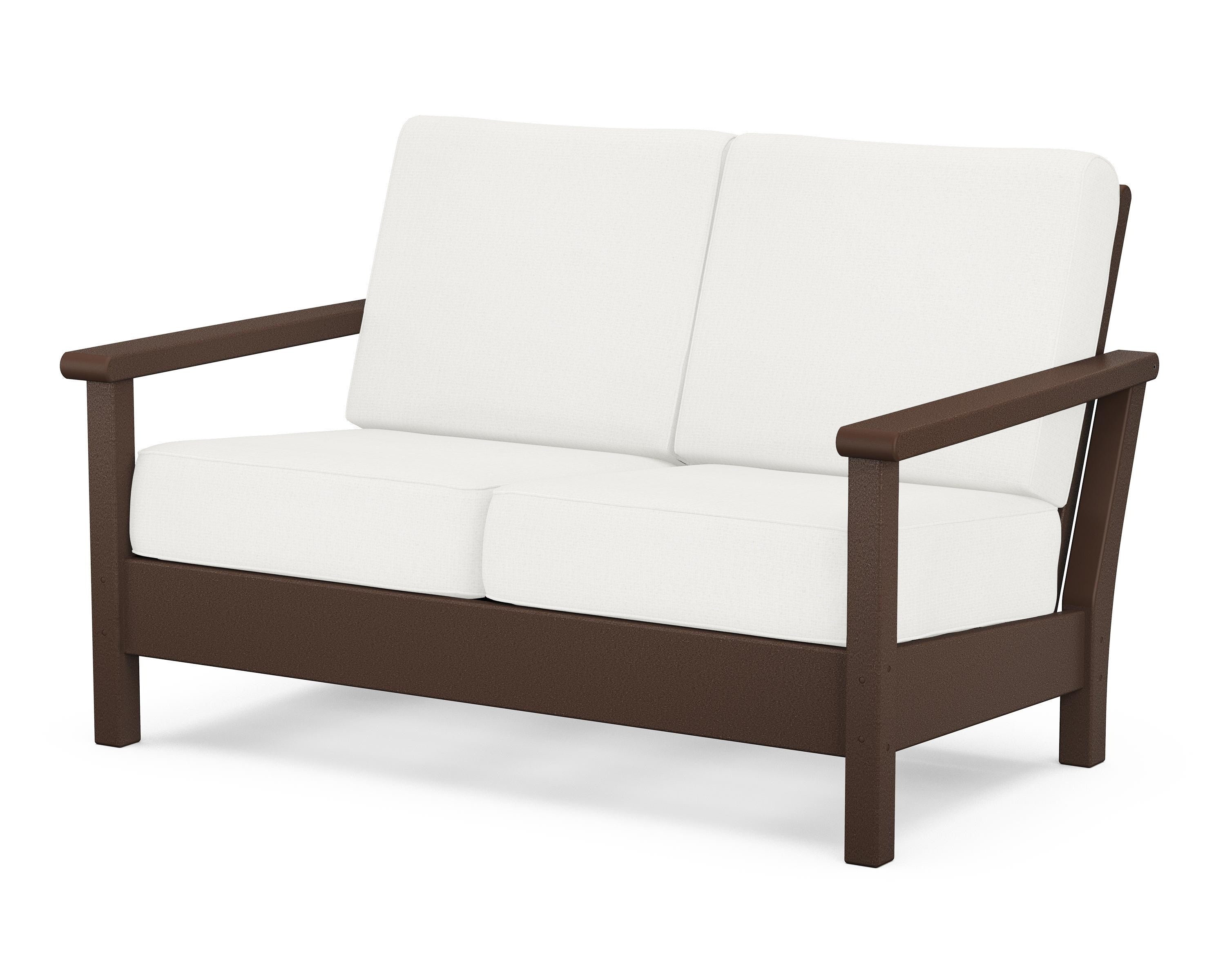 POLYWOOD® Harbour Deep Seating Loveseat in Mahogany / Natural Linen