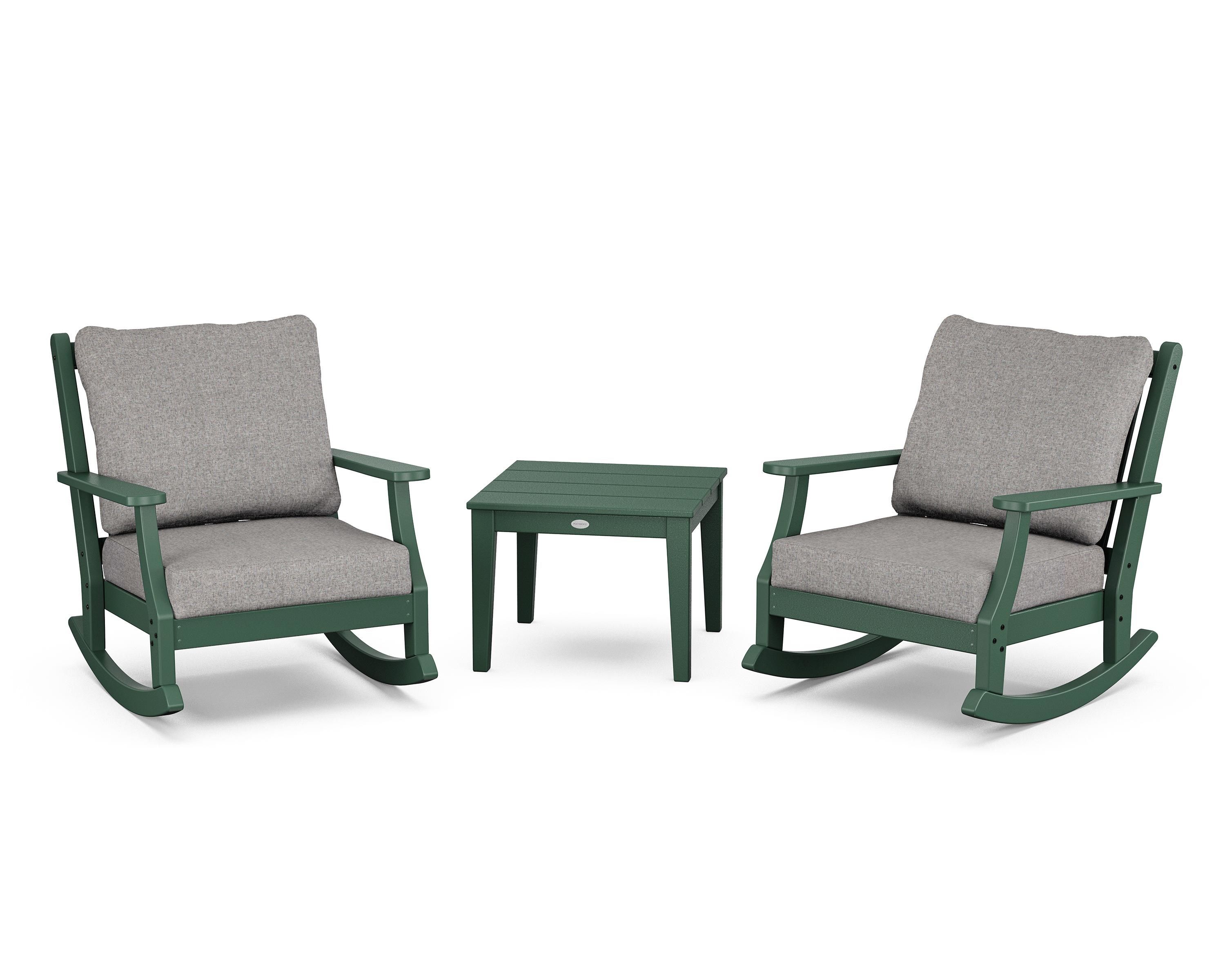 Country Living Wovendale 3-Piece Deep Seating Rocker Set in Green / Grey Mist