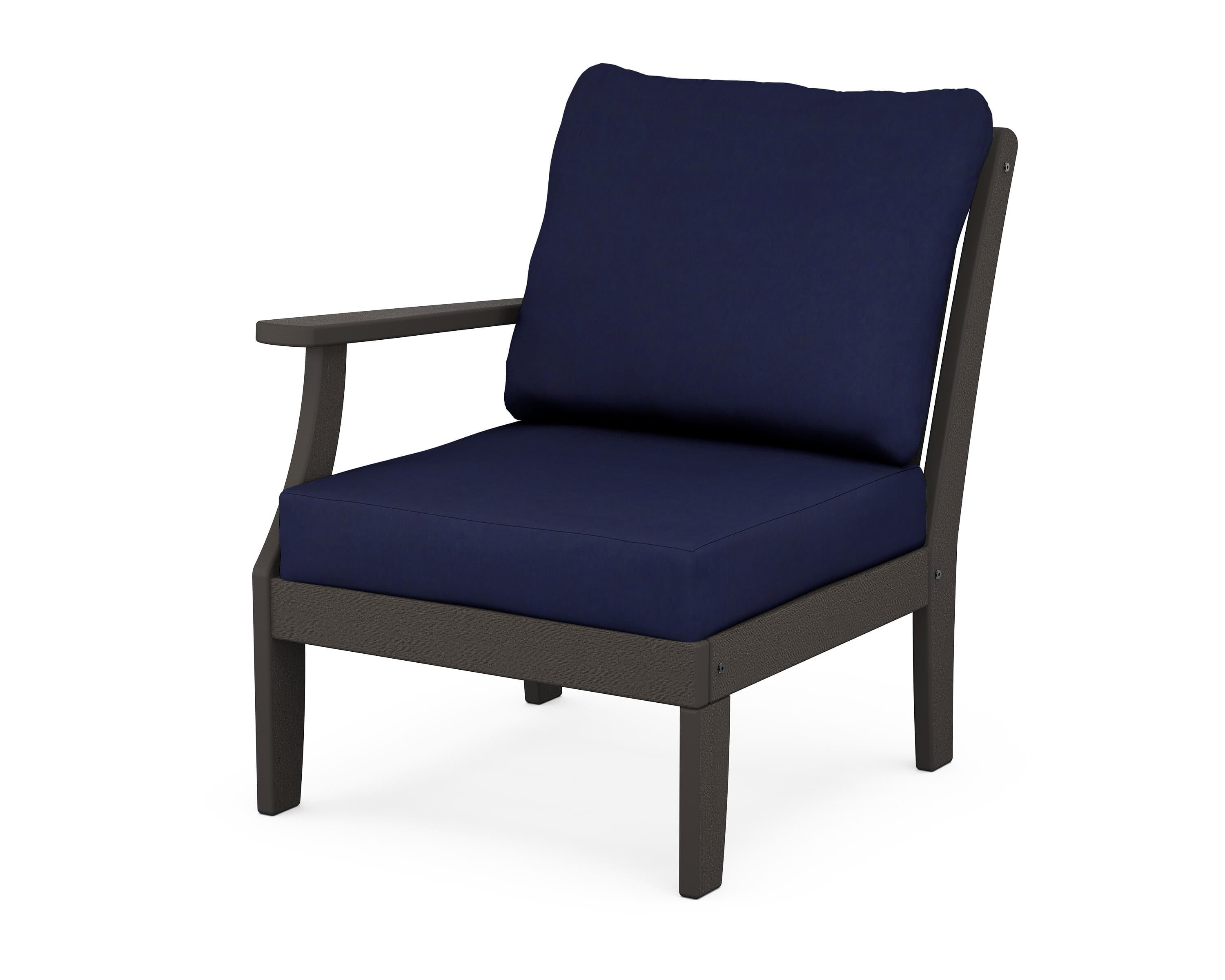 POLYWOOD® Braxton Modular Left Arm Chair in Vintage Coffee / Navy