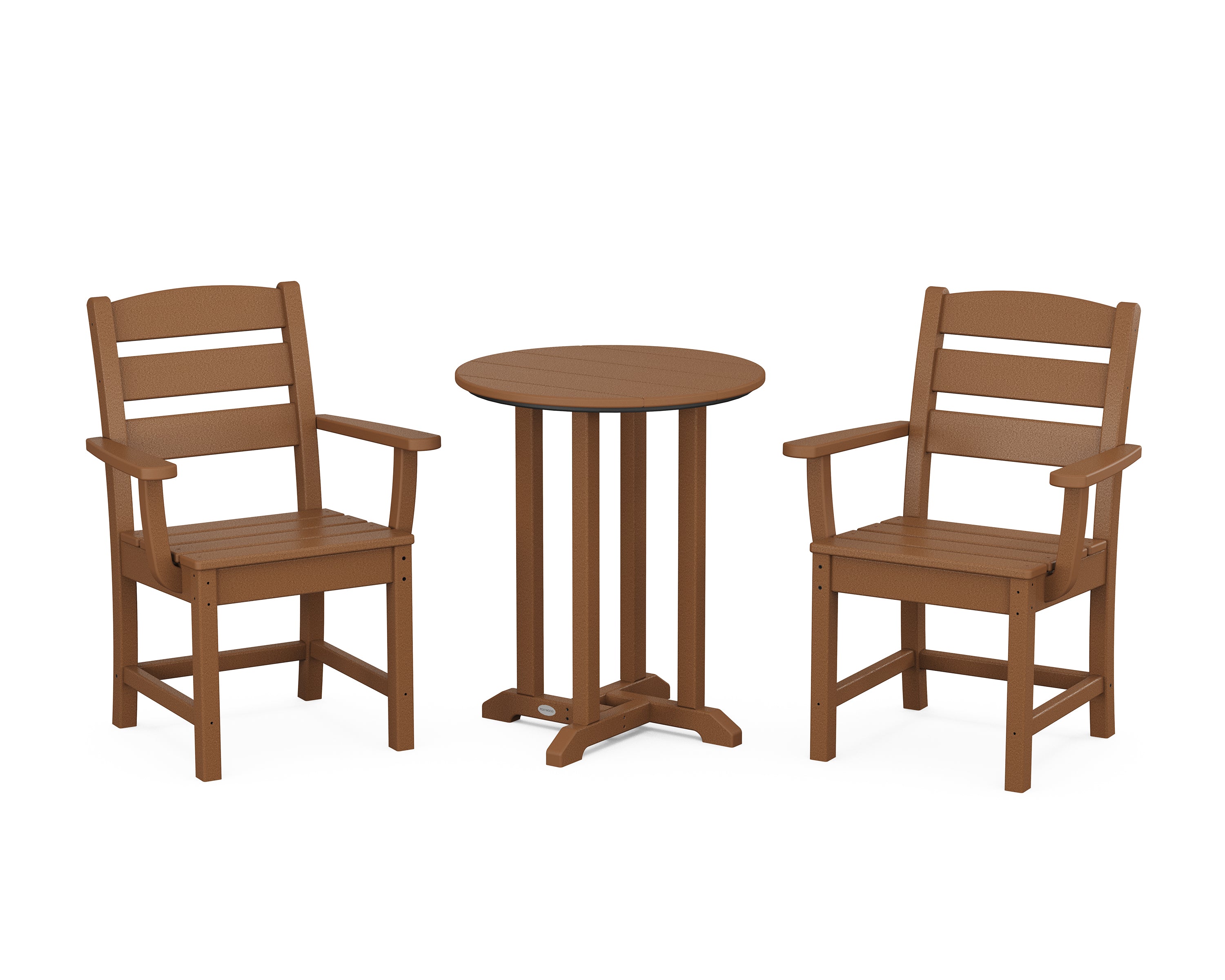 POLYWOOD® Lakeside 3-Piece Round Bistro Dining Set in Teak