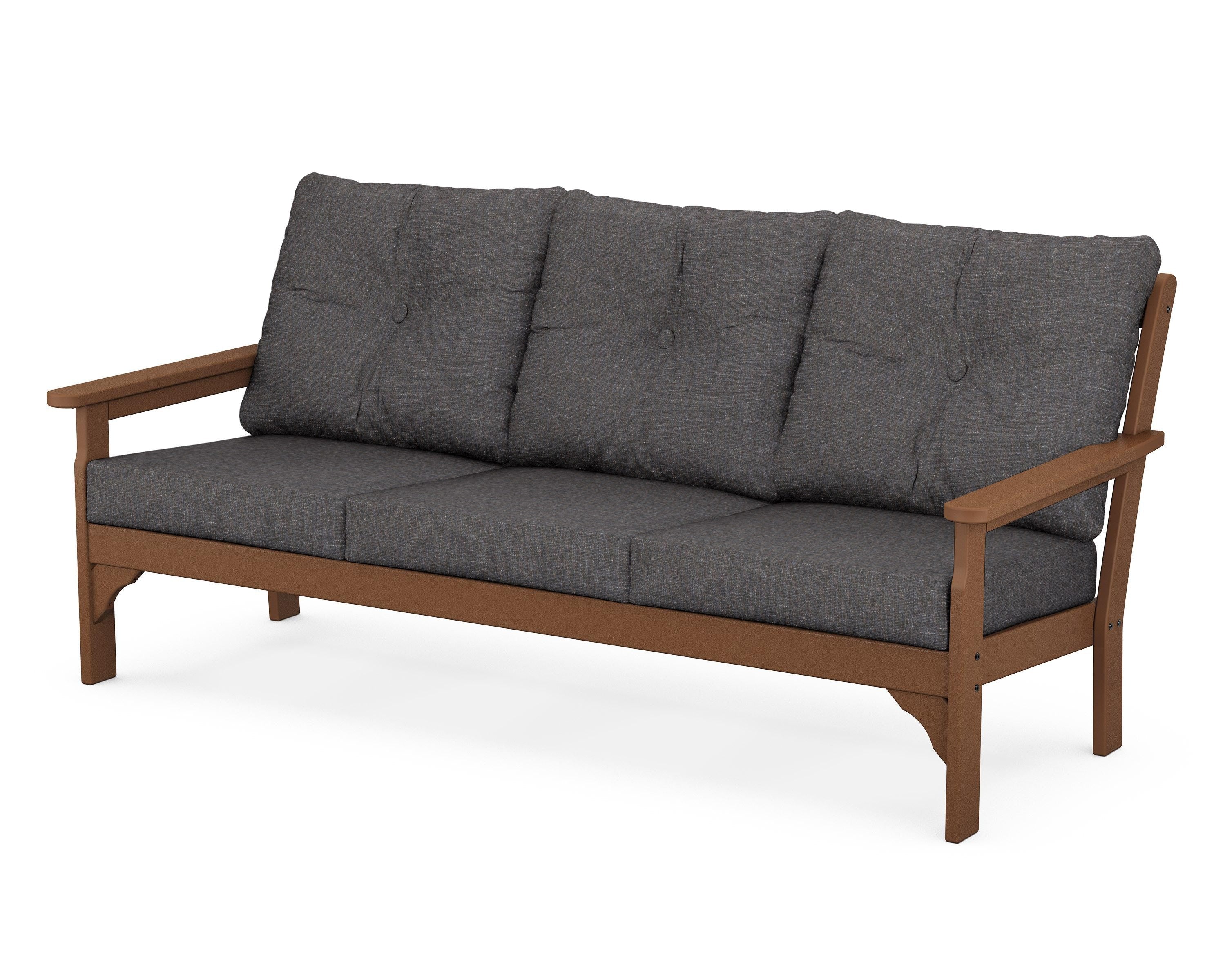 POLYWOOD® Vineyard Deep Seating Sofa in Teak / Ash Charcoal
