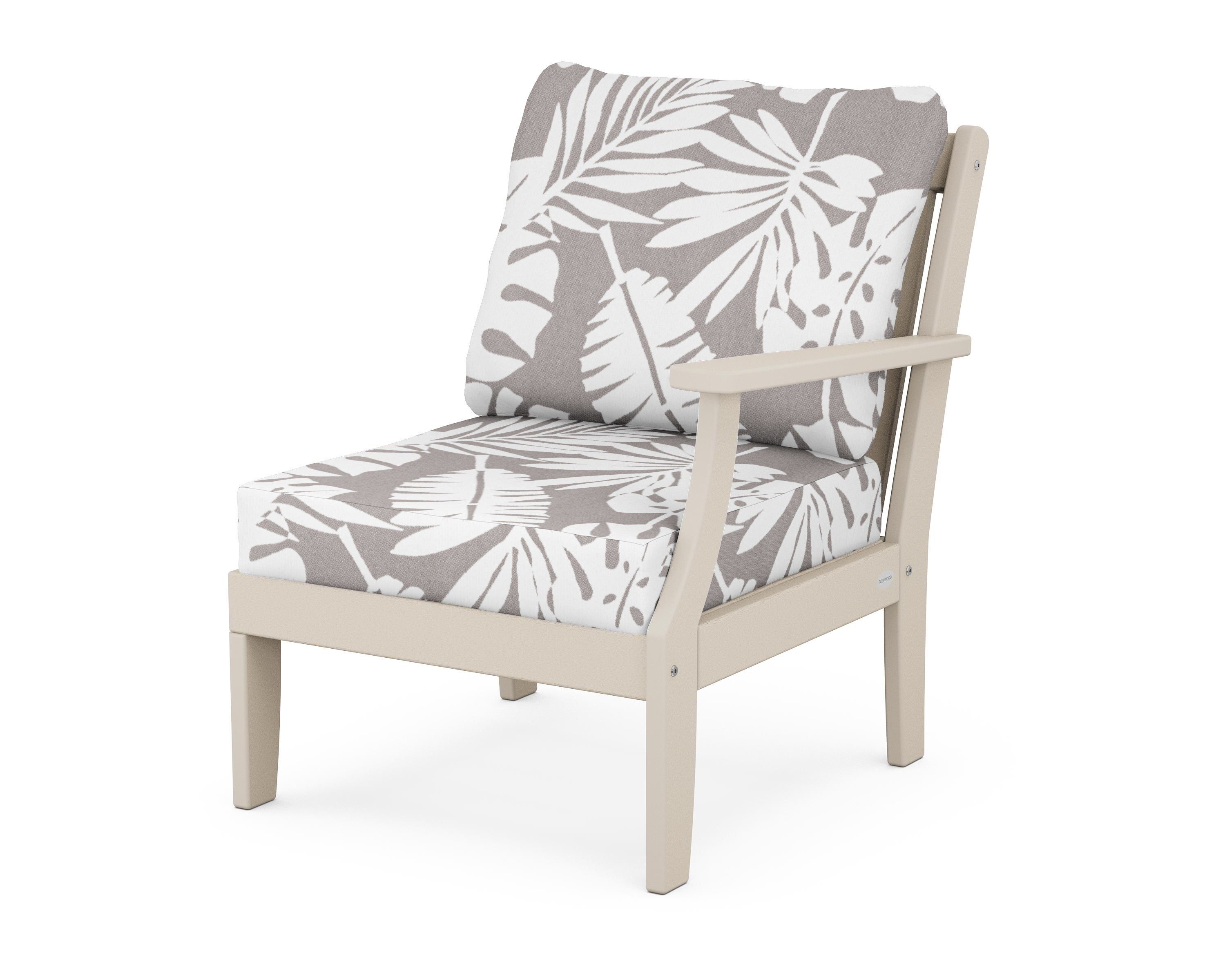 POLYWOOD® Braxton Modular Right Arm Chair in Sand / Leaf Grey Mist