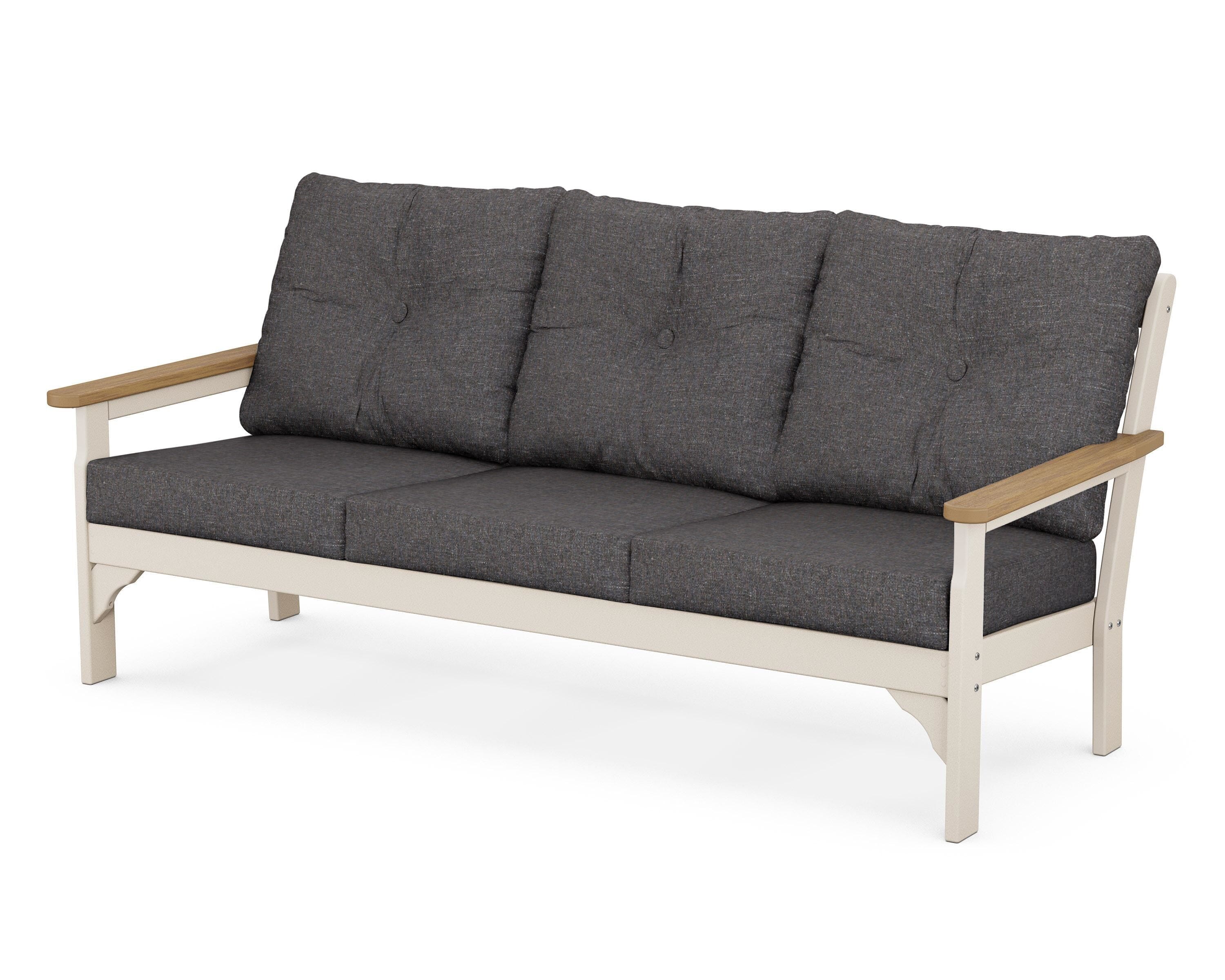 POLYWOOD® Vineyard Deep Seating Sofa in Sand / Natural / Ash Charcoal
