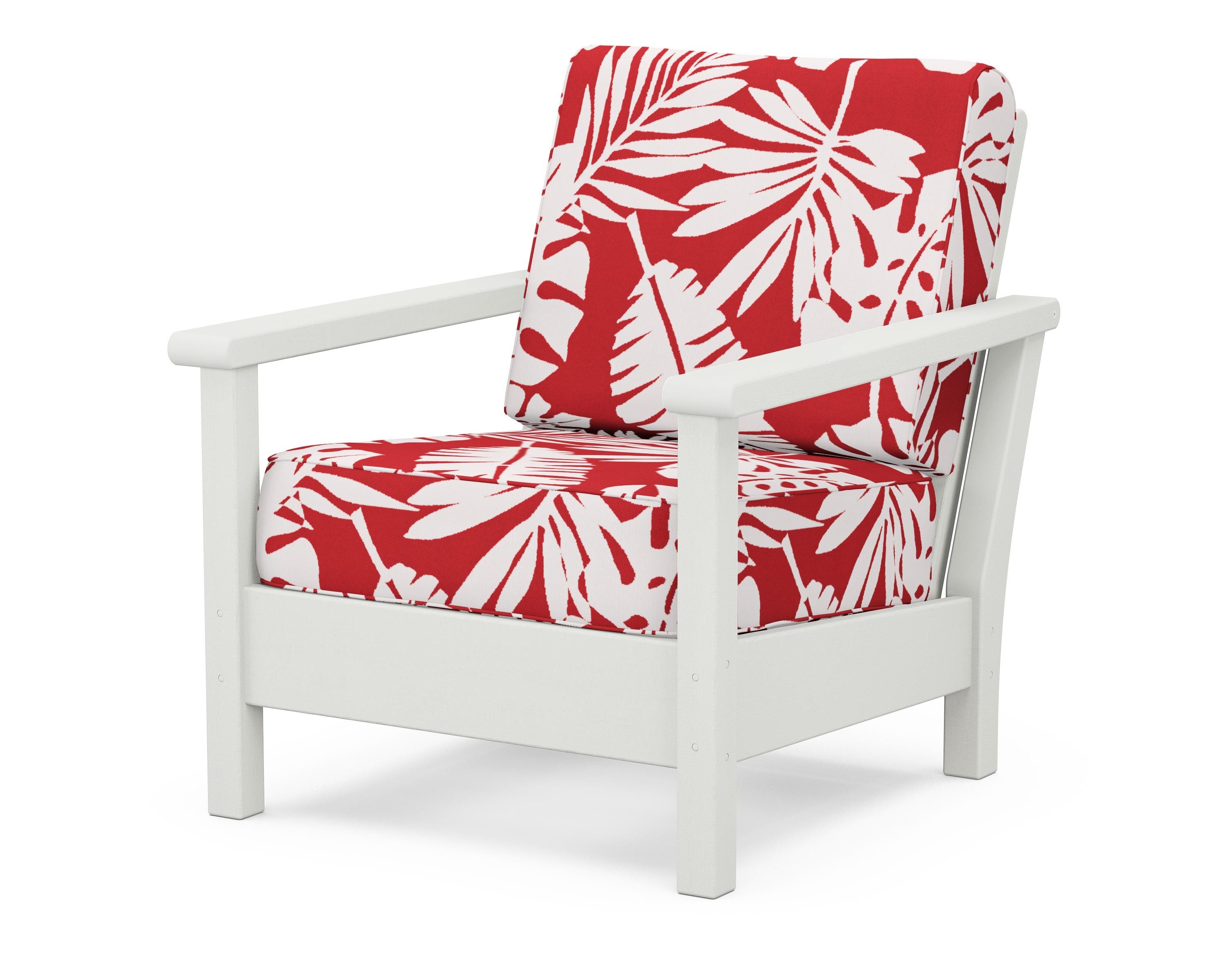 POLYWOOD® Harbour Deep Seating Chair in Vintage White / Leaf Crimson