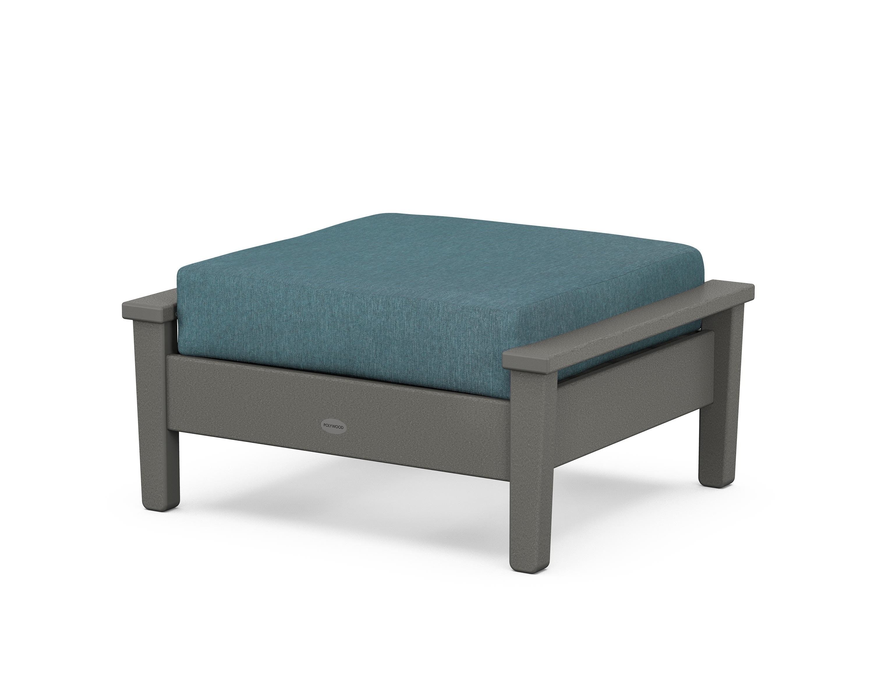 POLYWOOD® Prescott Deep Seating Ottoman in Slate Grey / Ocean Teal