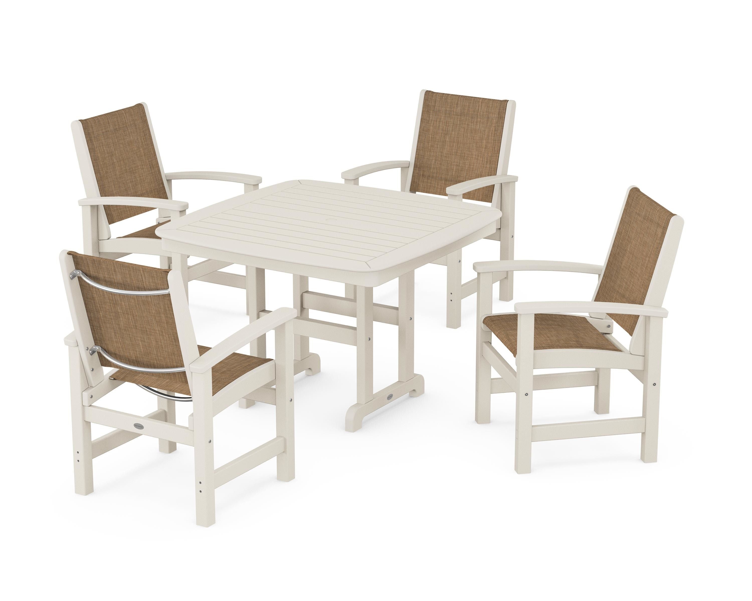 POLYWOOD® Coastal 5-Piece Dining Set in Sand / Burlap Sling
