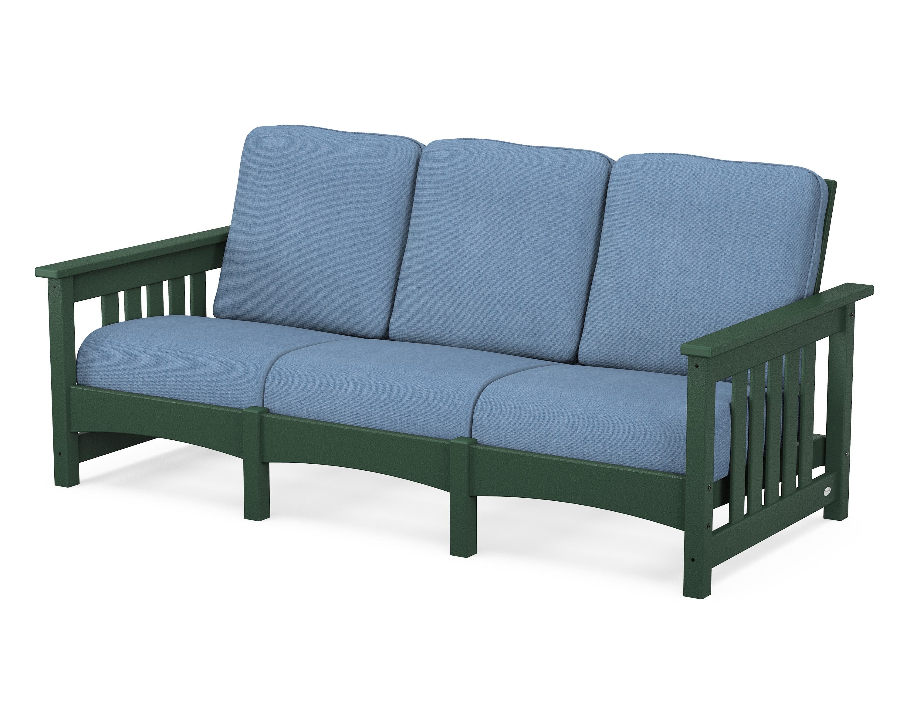 POLYWOOD® Club Mission Sofa in Green / Sky Blue