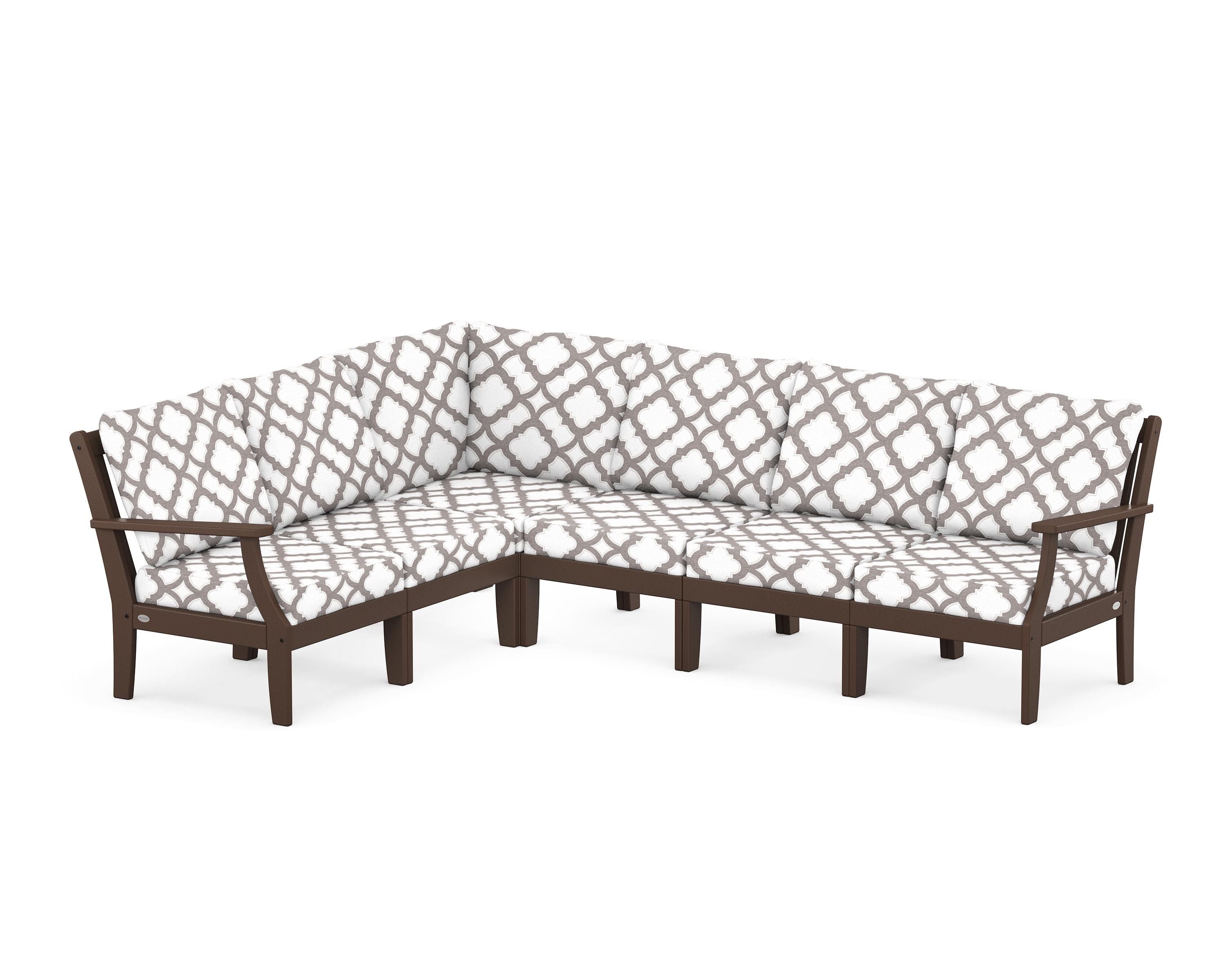 POLYWOOD® Braxton Modular 6-Piece Deep Seating Set in Mahogany / Trellis Grey Mist