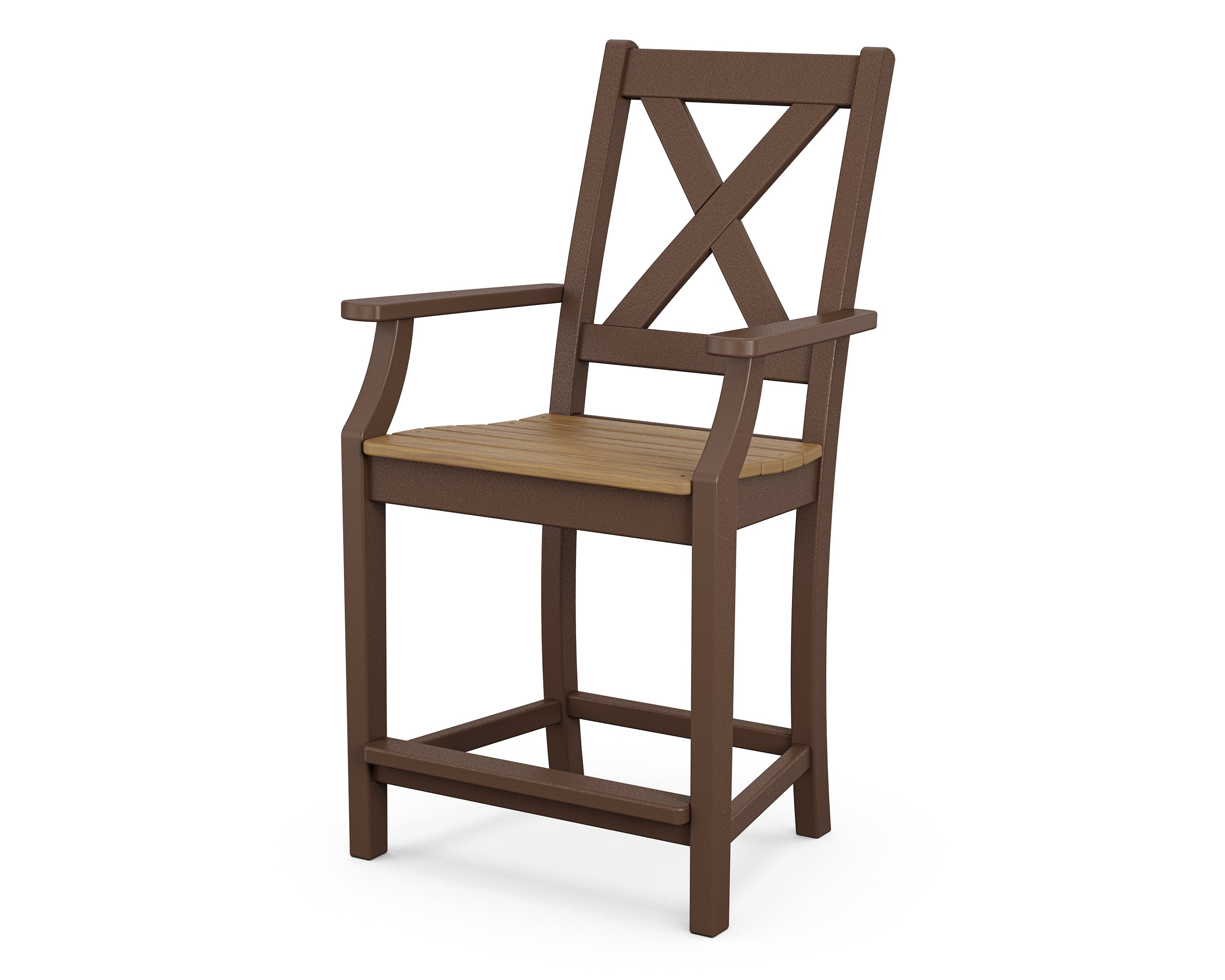 POLYWOOD® Braxton Counter Arm Chair in Mahogany / Natural