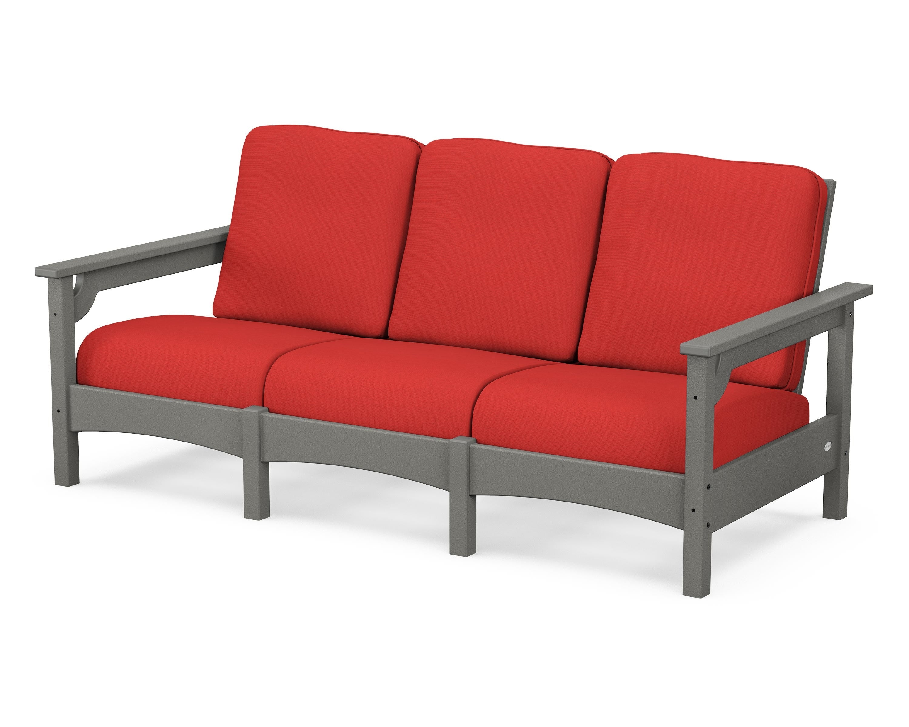 POLYWOOD® Club Sofa in Slate Grey / Crimson Linen