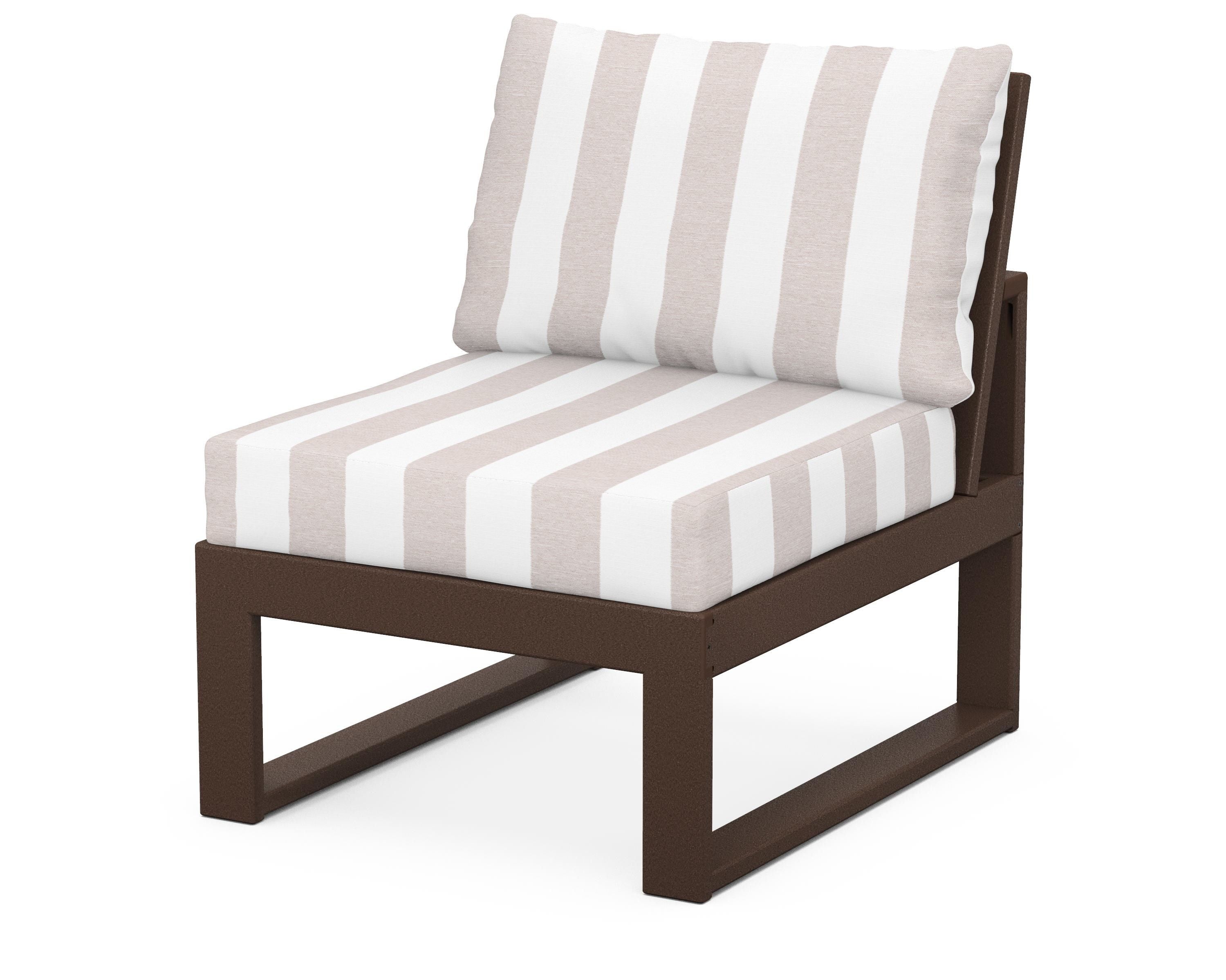 Unbranded Modular Armless Chair in Mahogany / Cabana Stripe Dune Burlap