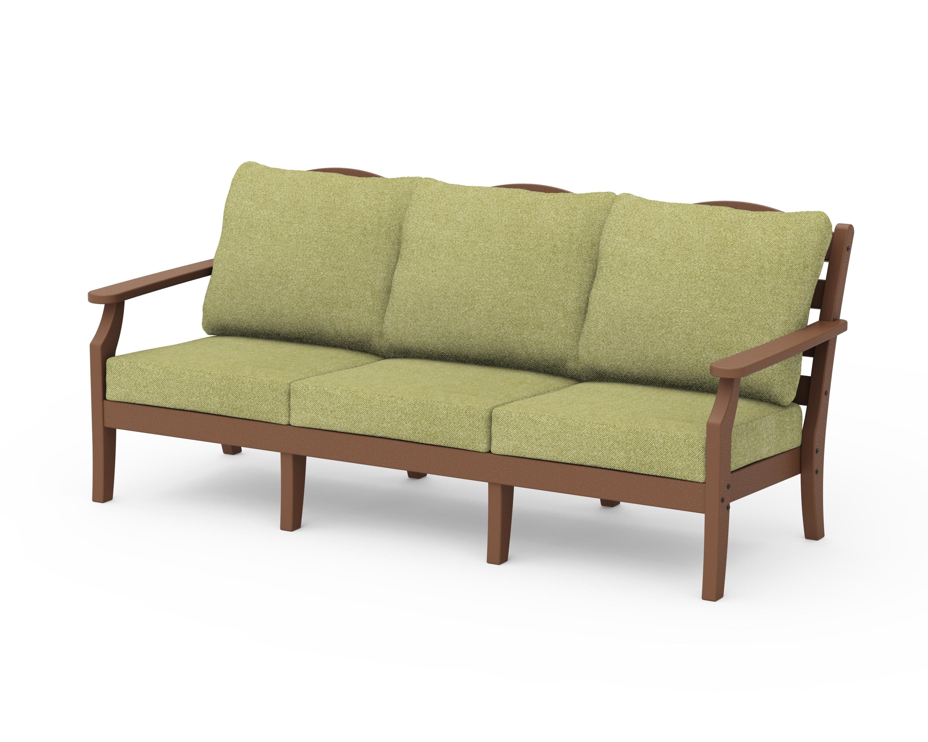 Draper James™ by POLYWOOD® Savannah Deep Seating Sofa in Teak / Chartreuse Boucle