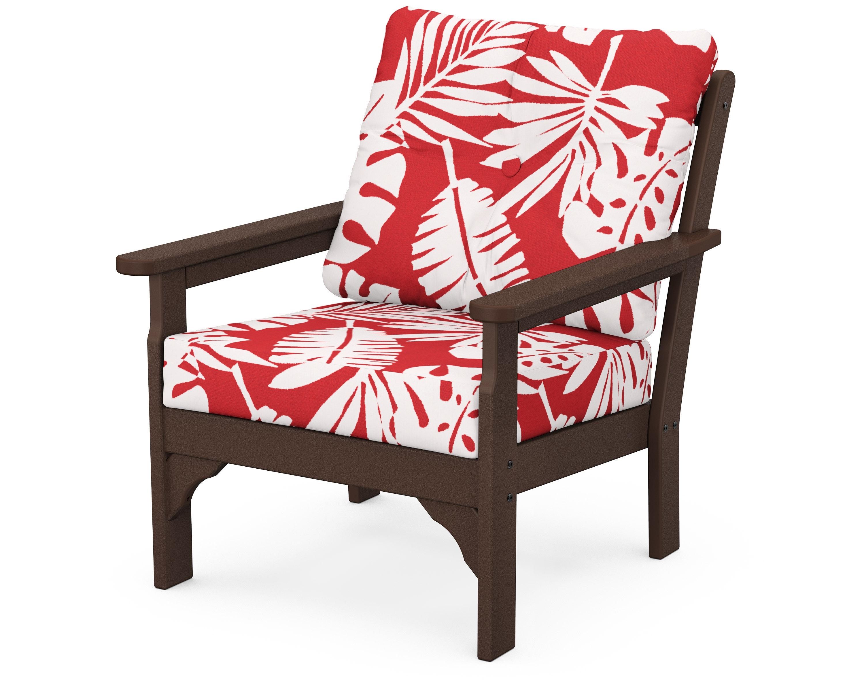 POLYWOOD® Vineyard Deep Seating Chair in Mahogany / Leaf Crimson