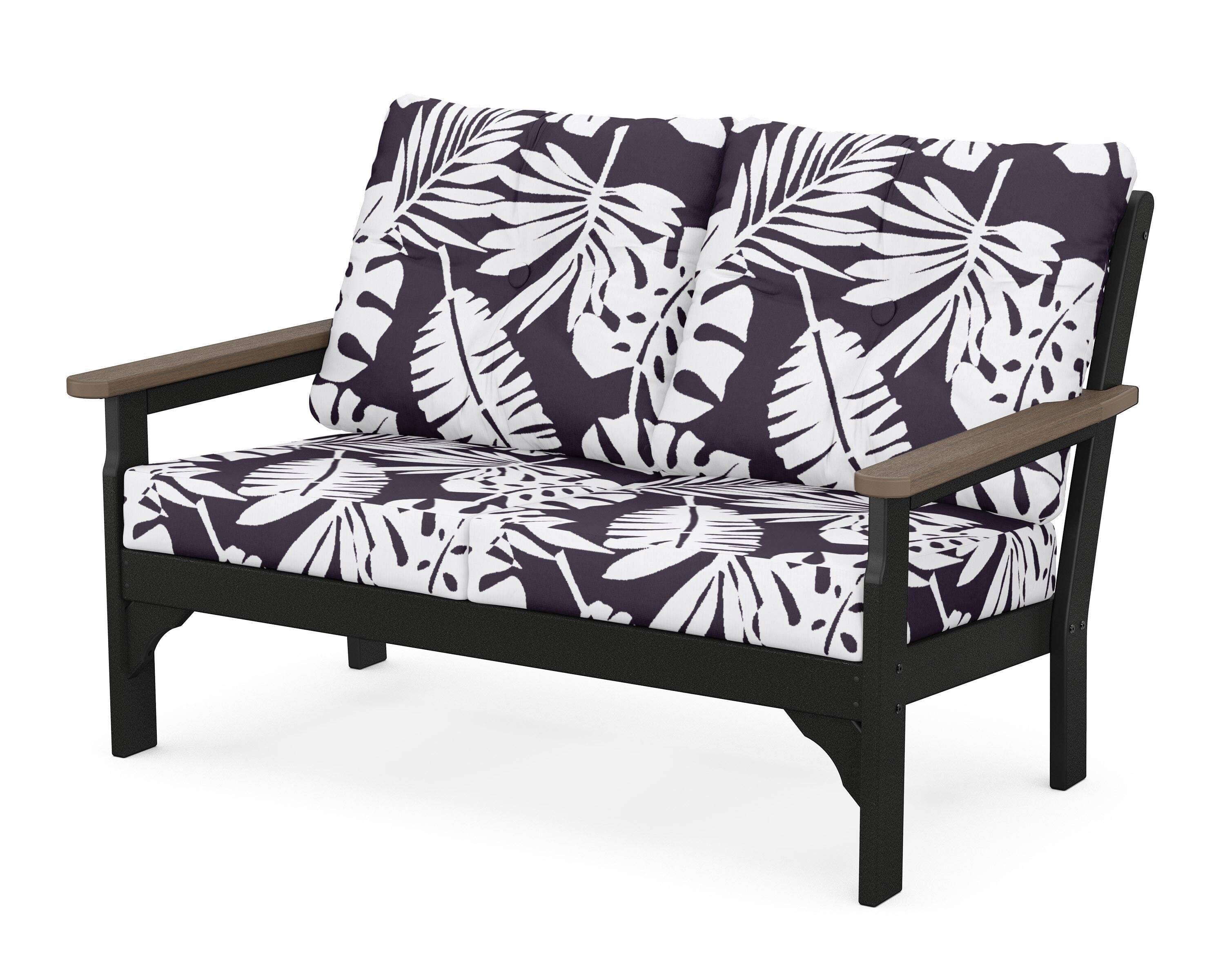 POLYWOOD® Vineyard Deep Seating Loveseat in Black / Kona / Leaf Navy